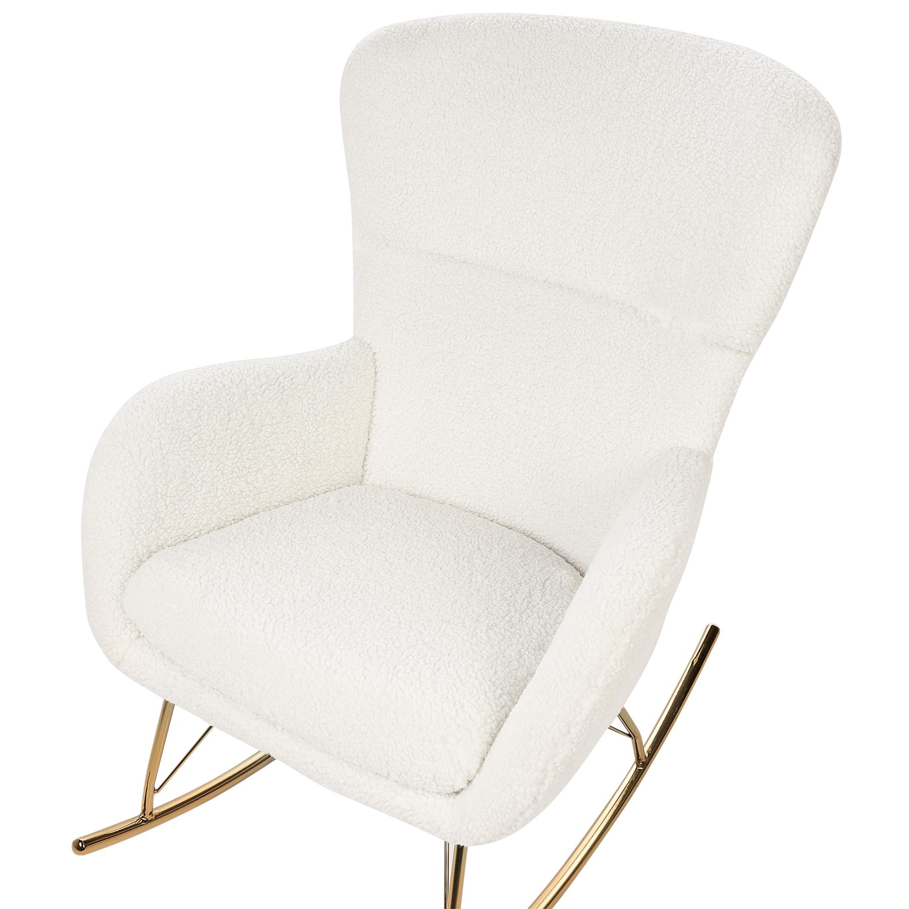 Beliani - ANASET - Schommelstoel - Wit|Goud - BouclÃ©