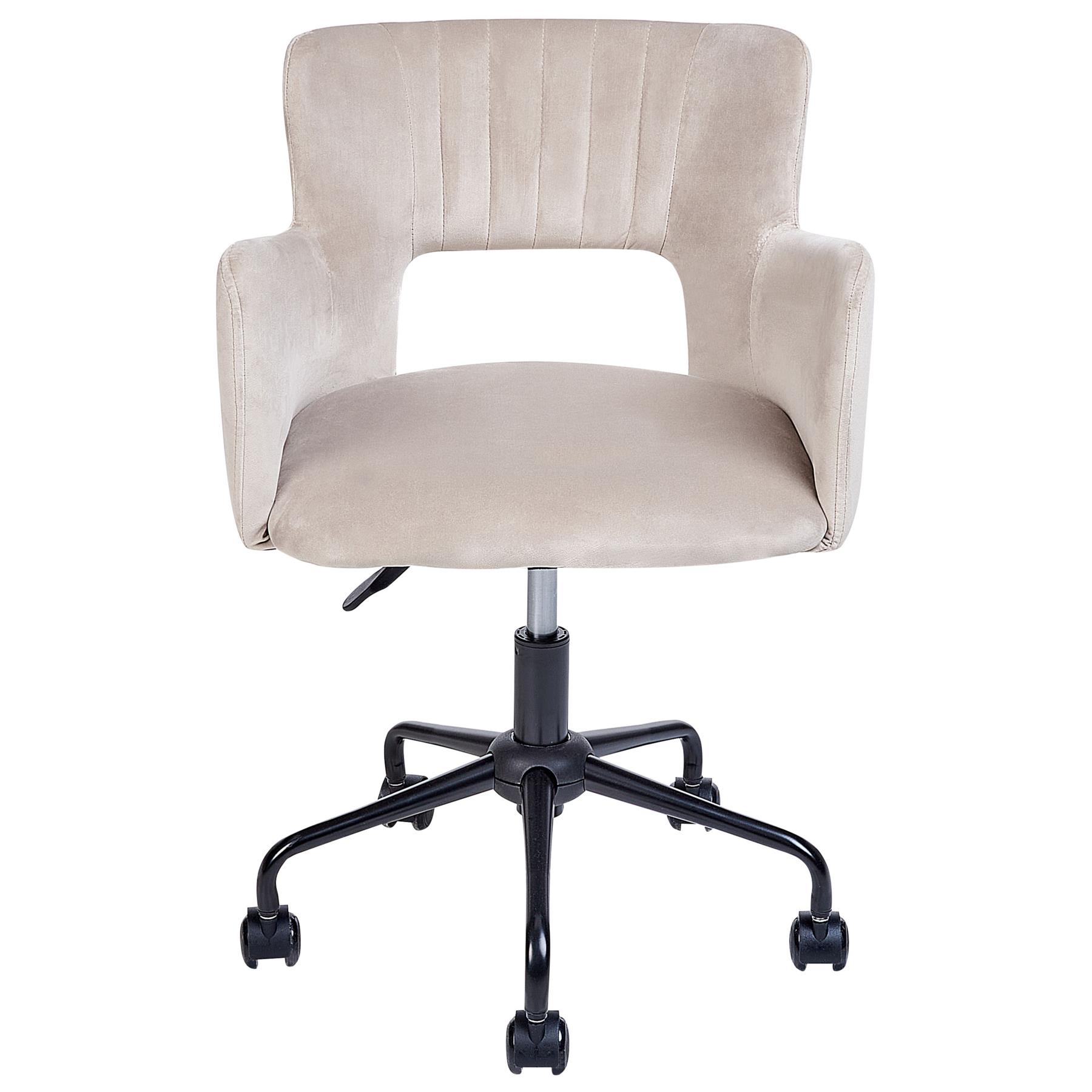 Beliani - SANILAC - Bureaustoel - Taupe - Fluweel