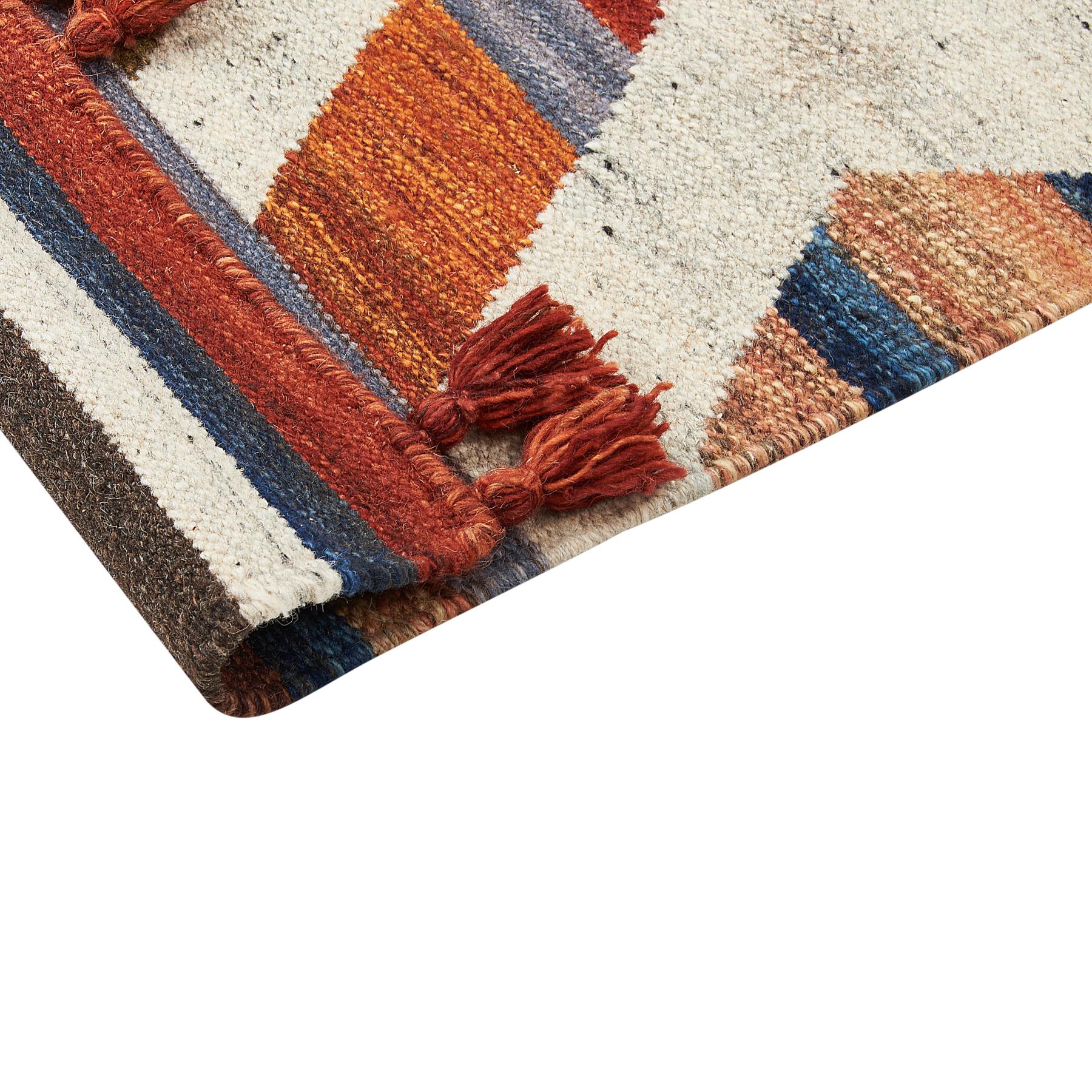 Beliani-MRGASHAT-Kelim vloerkleed-Multicolor|Rood-200 x 300 cm-Wol