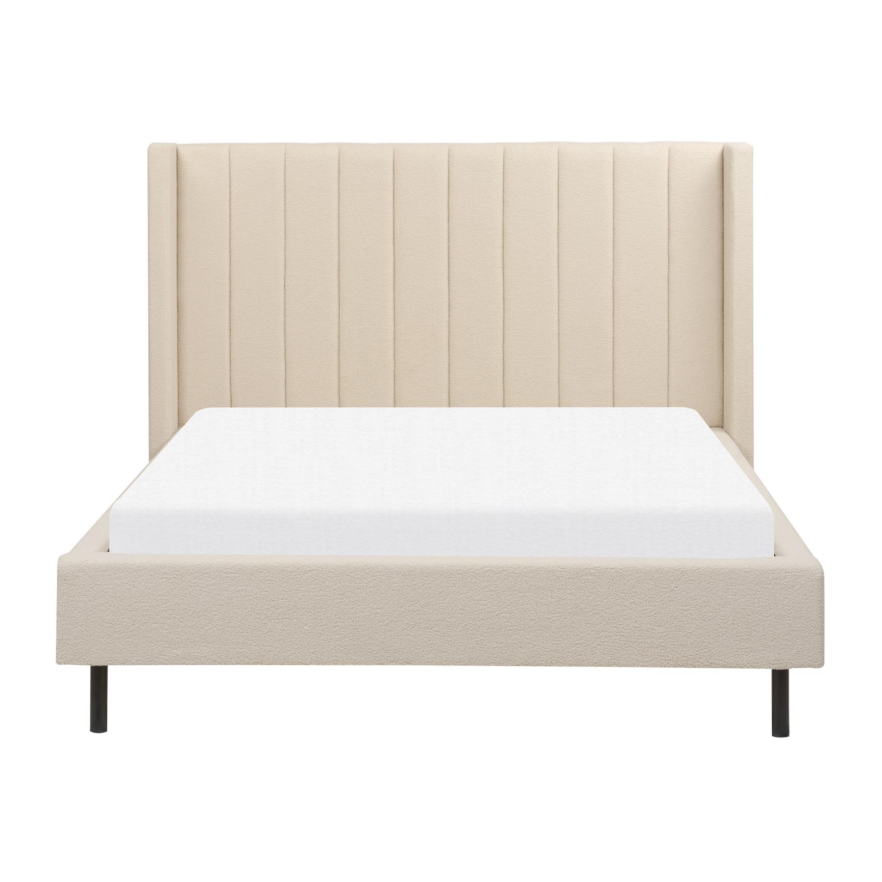 Beliani-VILETTE -Tweepersoonsbed-Lichtbeige-140 x 200 cm-Bouclé