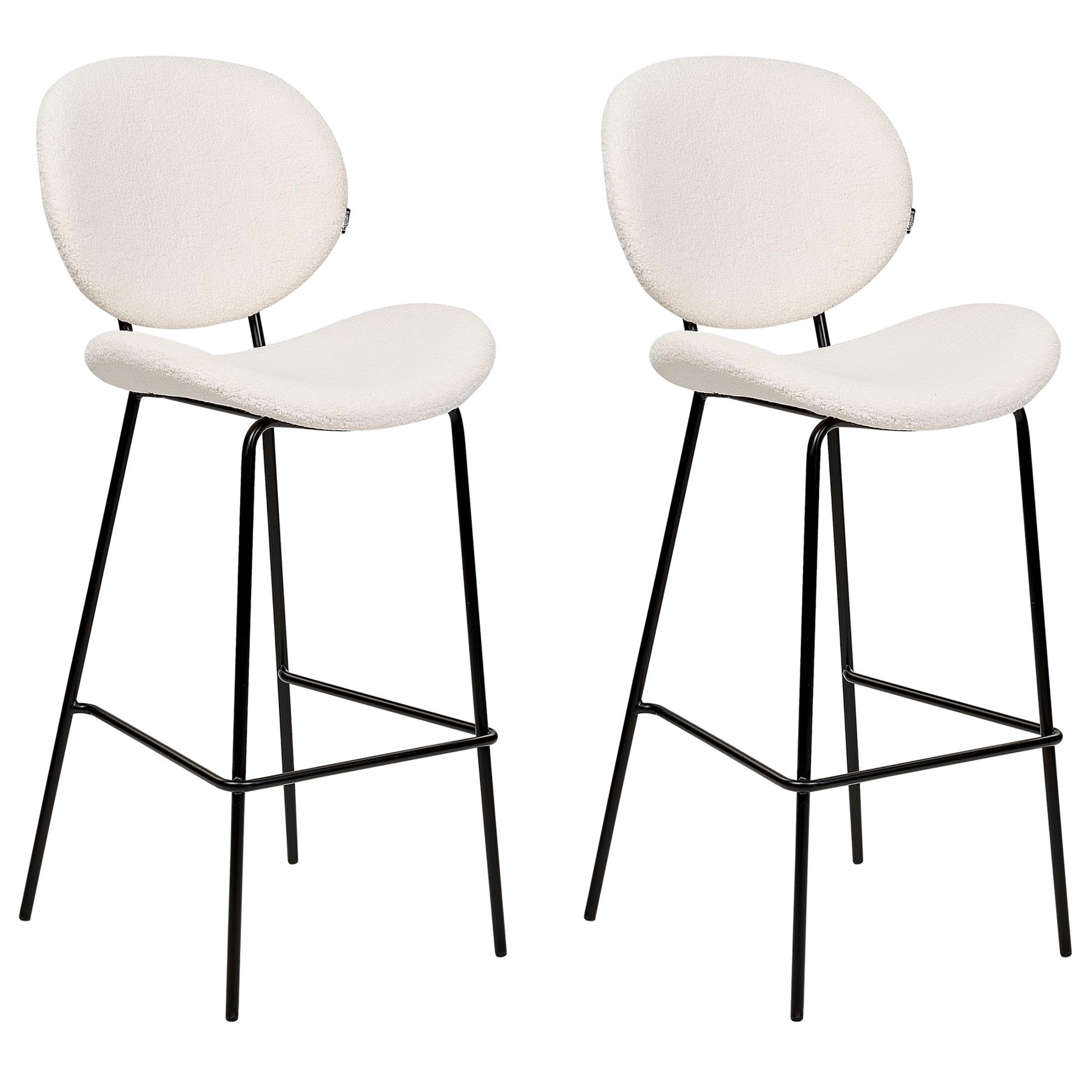 Beliani - LUANA - Barkruk set van 2 - Wit - Bouclé