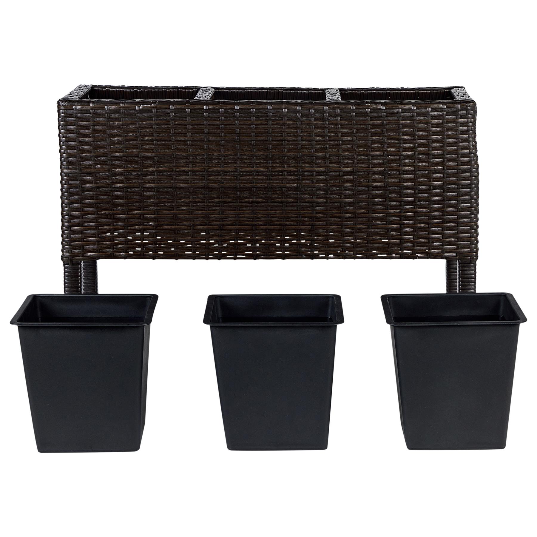Beliani - CARAGANA - Hoge plantenbak - Bruin - PE rotan