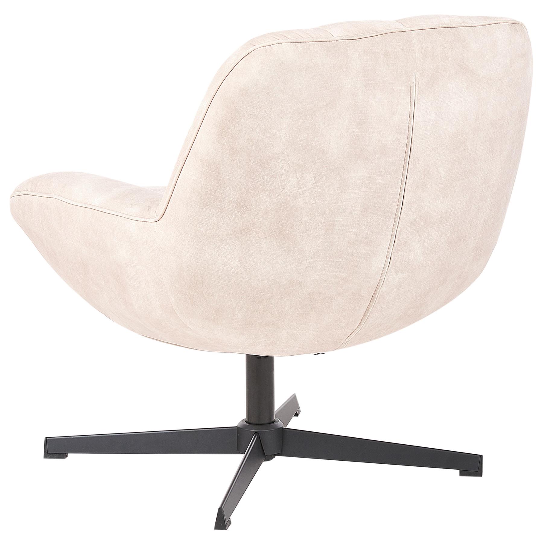 Beliani - LIA - Fauteuil met hocker - Beige - Fluweel