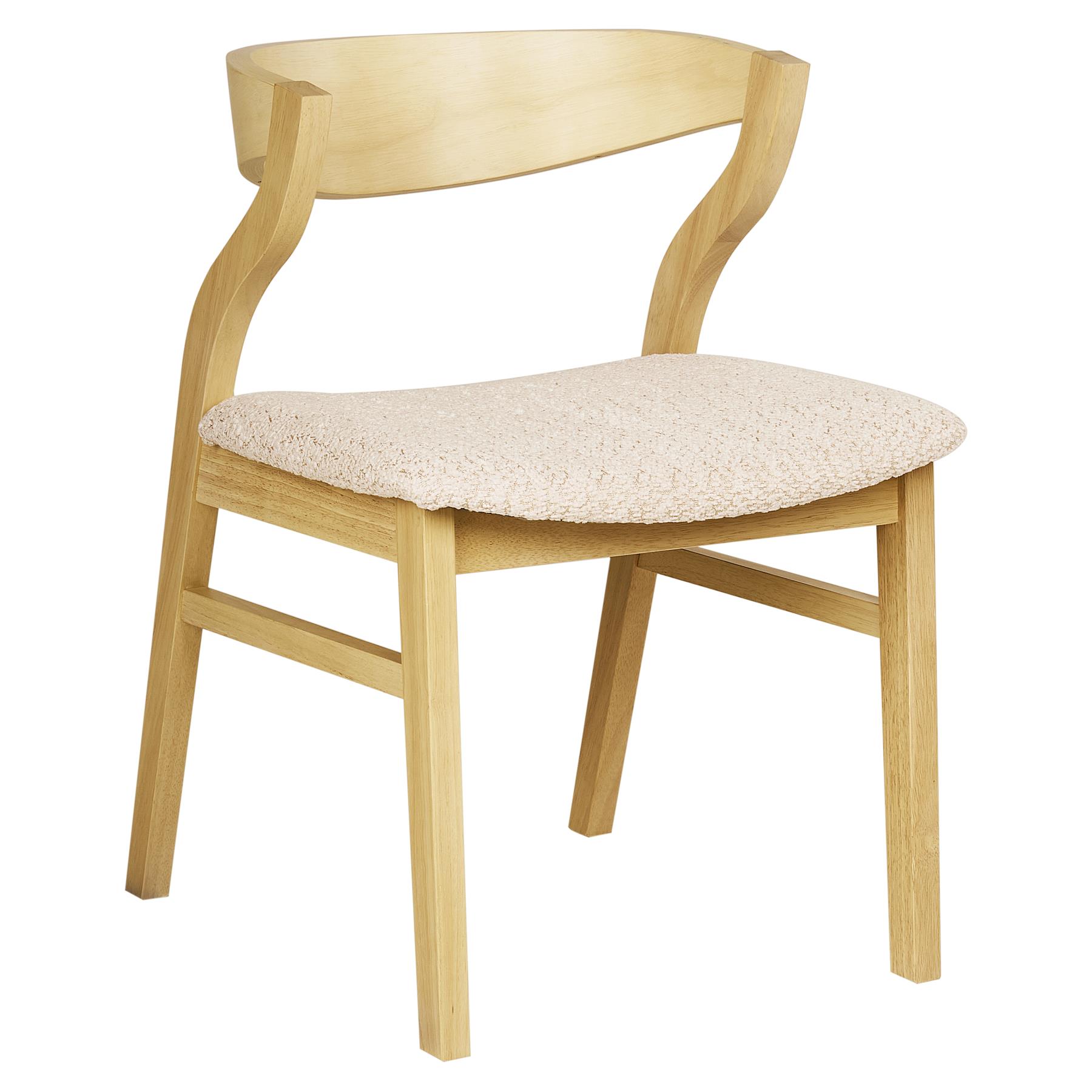 Beliani - YUBA - Eetkamerstoel set van 2 - Lichthout|Beige - Bouclé