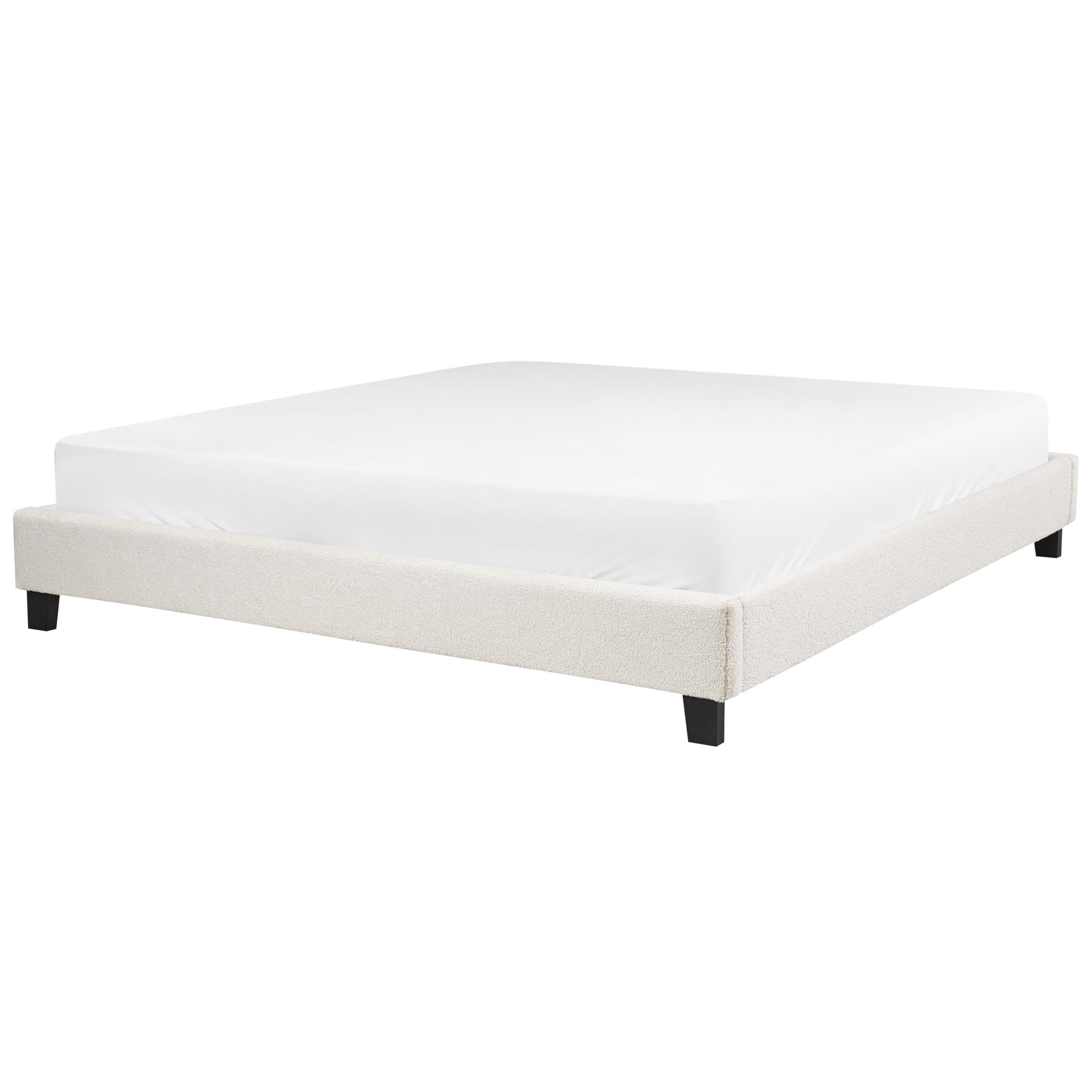 Beliani - ROANNE - Tweepersoonsbed - Crème - 180 x 200 cm - Bouclé