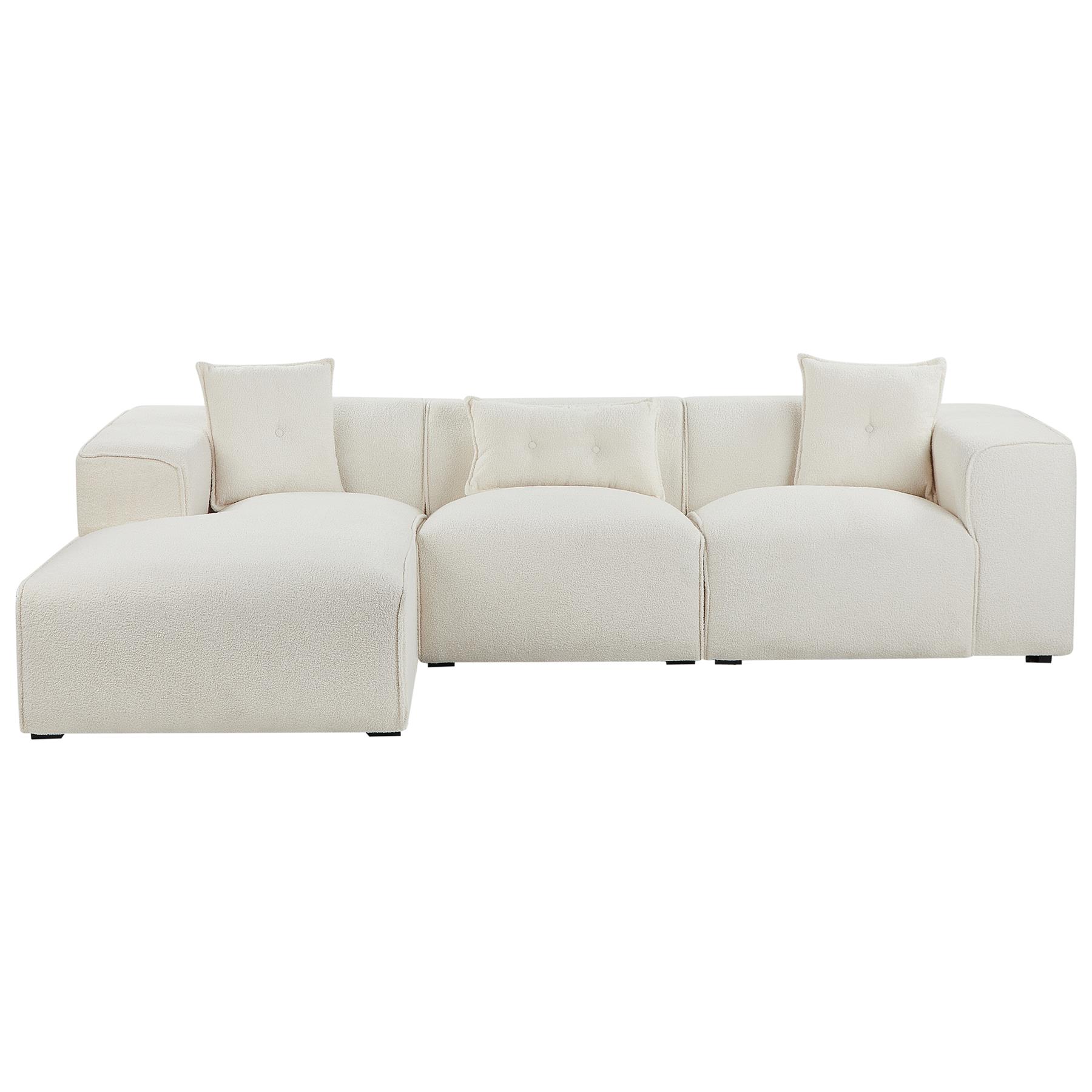 Beliani-DOLVA-Hoekbank-Gebroken wit-Rechtszijdig-294 cm-Bouclé