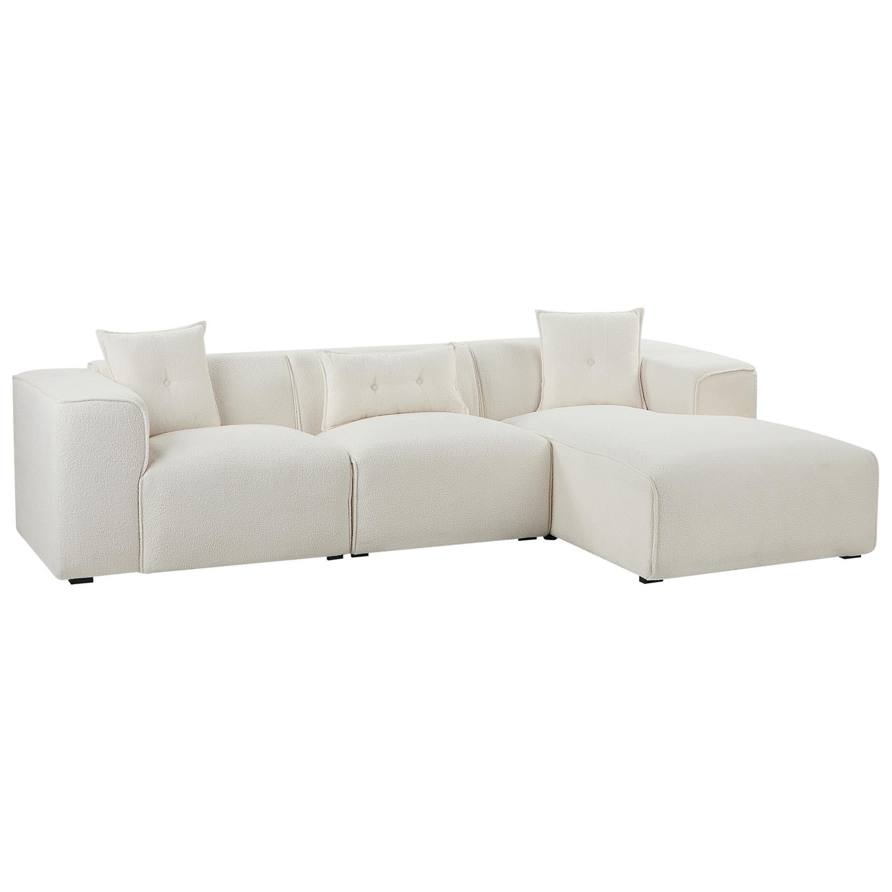 Beliani-DOLVA-Hoekbank-Gebroken wit-Rechtszijdig-294 cm-Bouclé