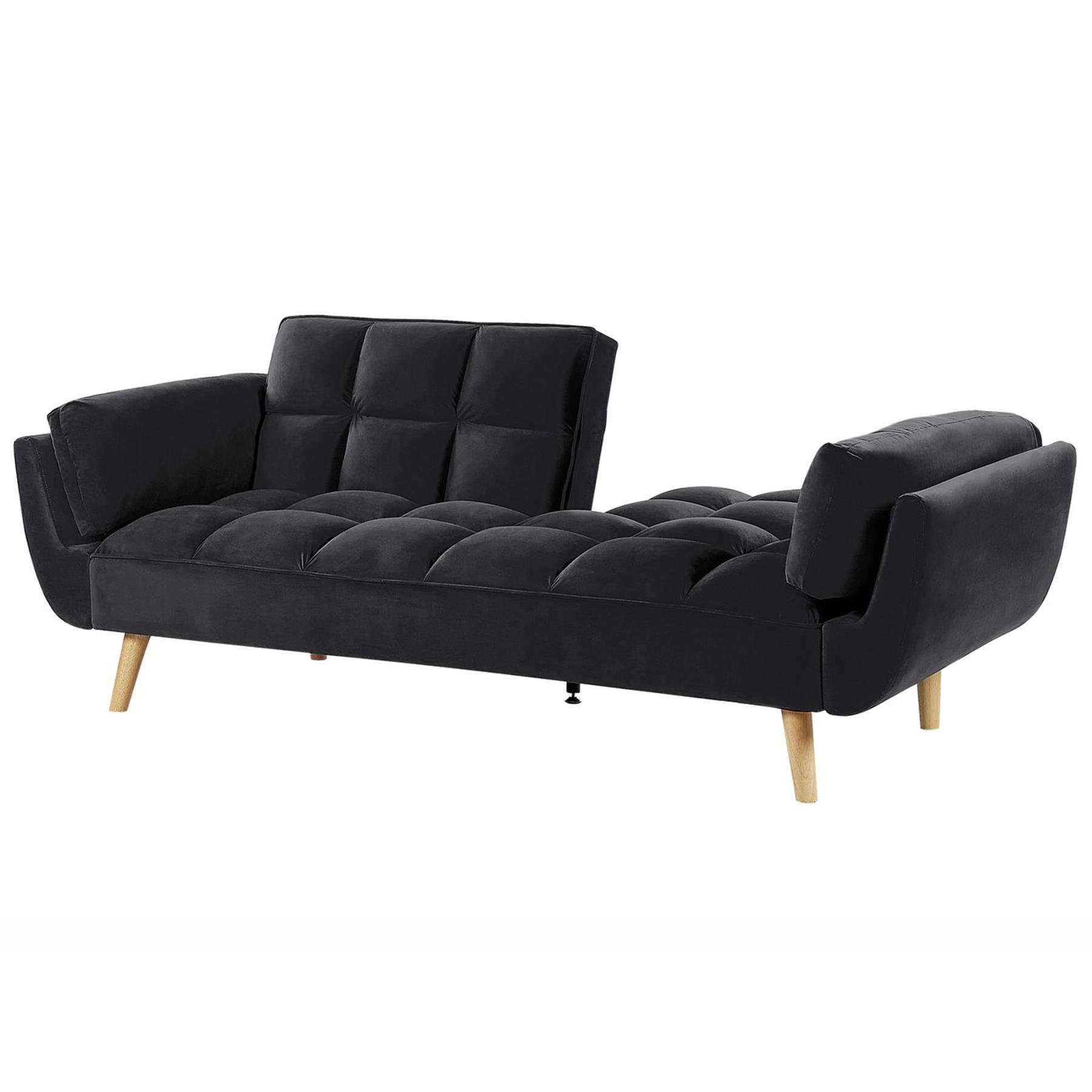 Beliani - ASBY - Slaapbank - Zwart - Fluweel