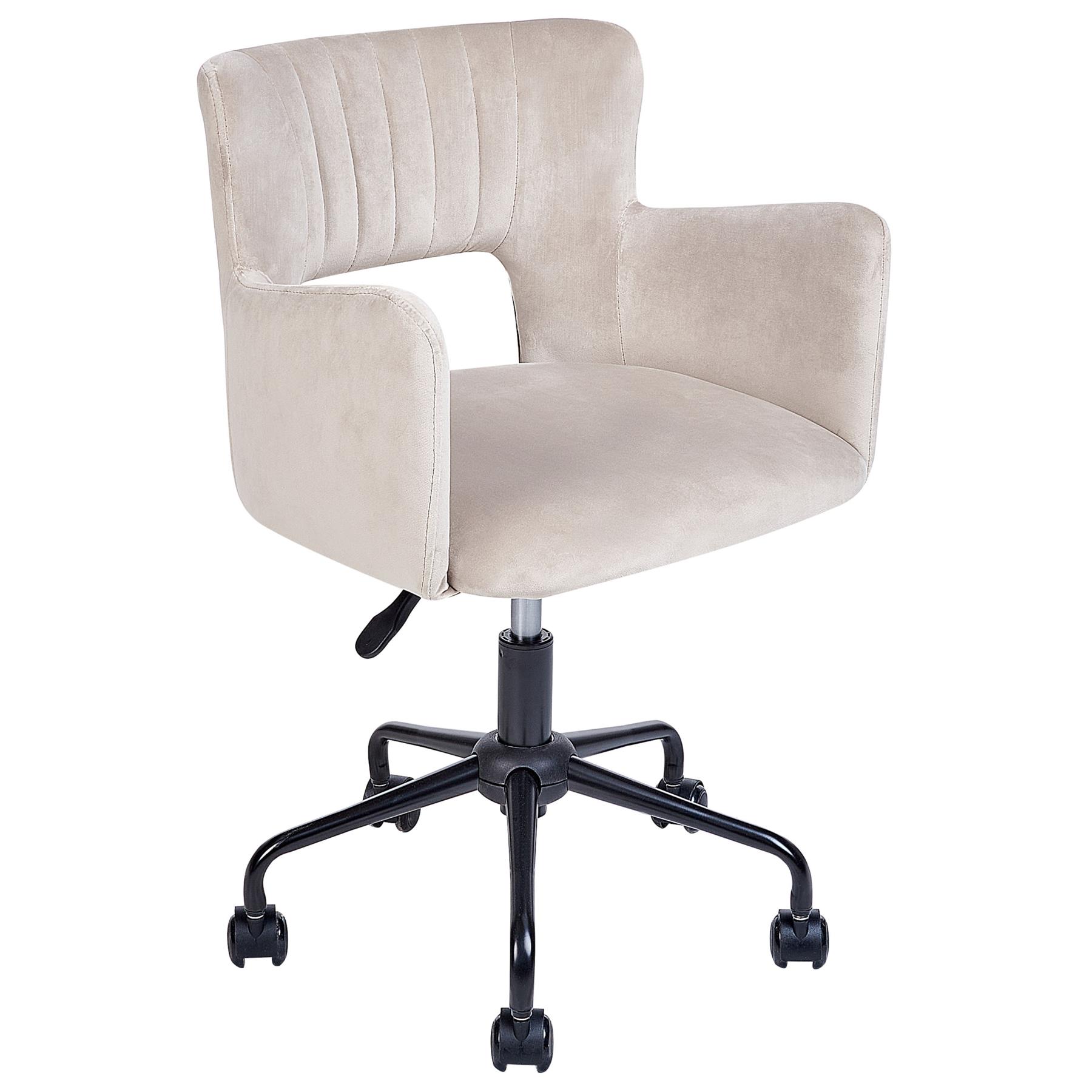 Beliani - SANILAC - Bureaustoel - Taupe - Fluweel