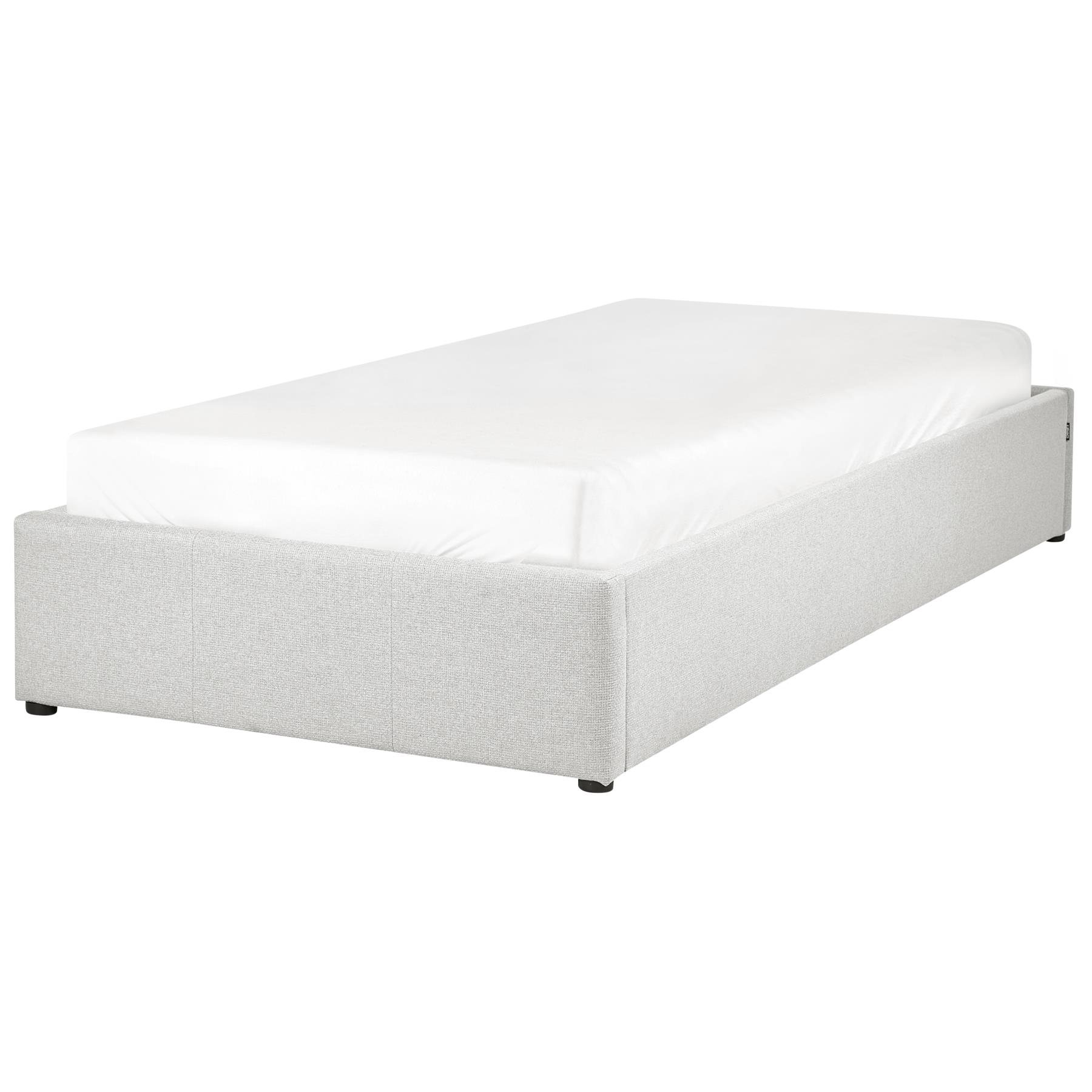 Beliani-DINAN-Eenpersoonsbed-Lichtgrijs-90 x 200 cm-Polyester