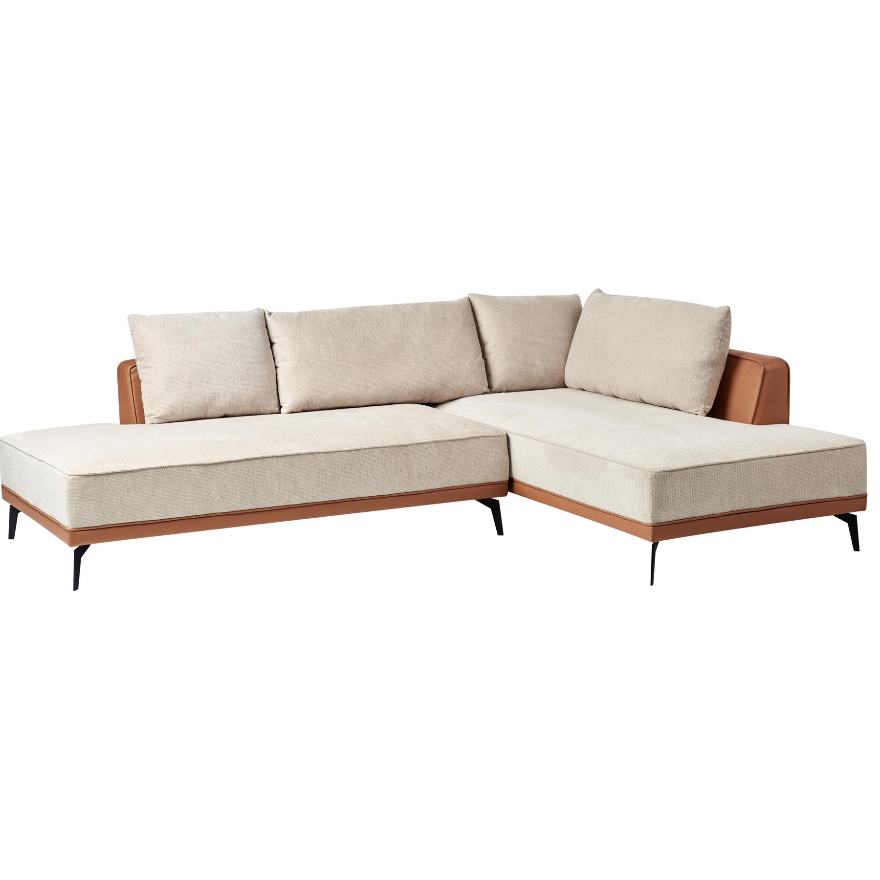 Beliani-MYKEN-Hoekbank-Beige|Bruin-Linkszijdig-Polyester|Kunstleer