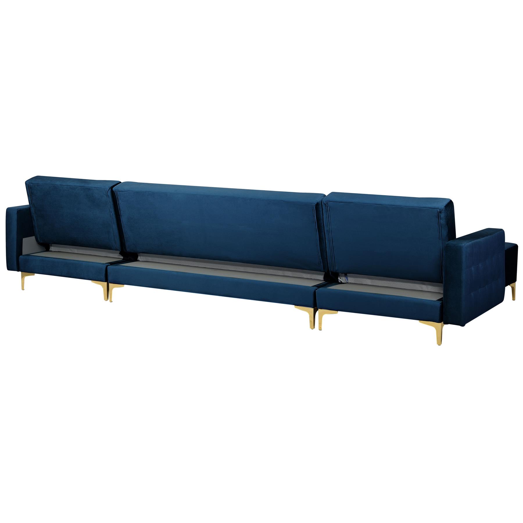 Beliani-ABERDEEN-Bank U-vormig-Marineblauw-Universeel-Fluweel