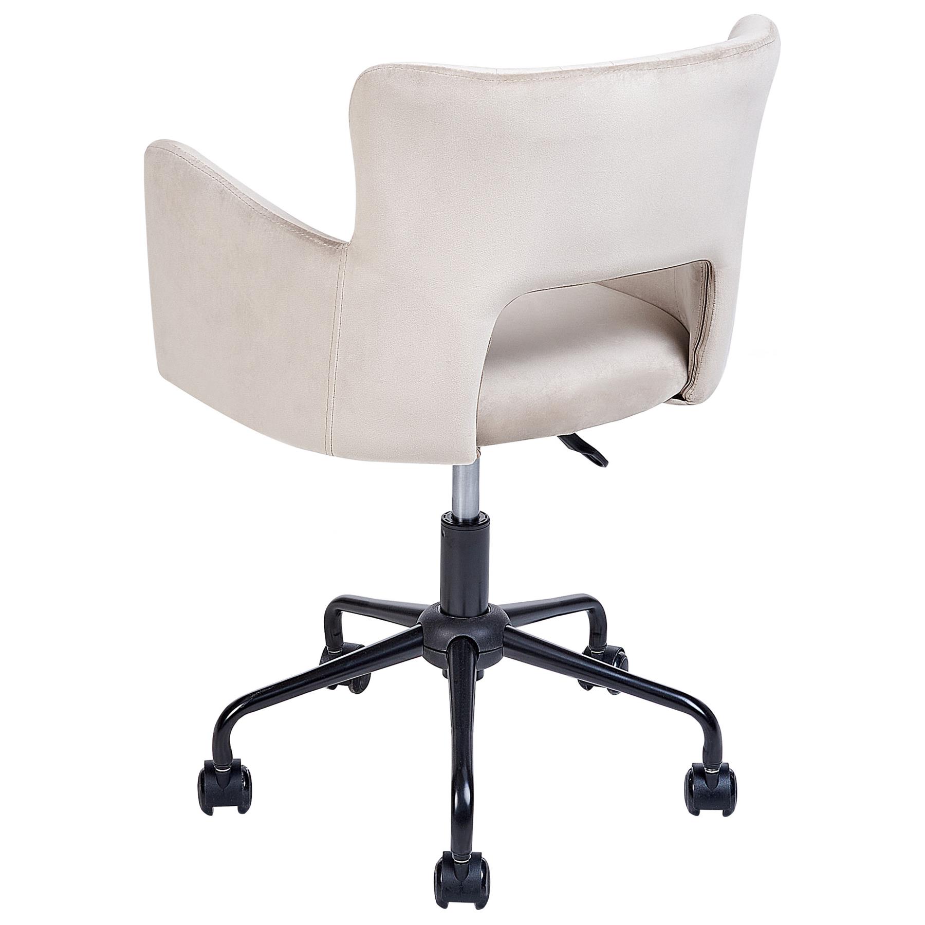 Beliani - SANILAC - Bureaustoel - Taupe - Fluweel