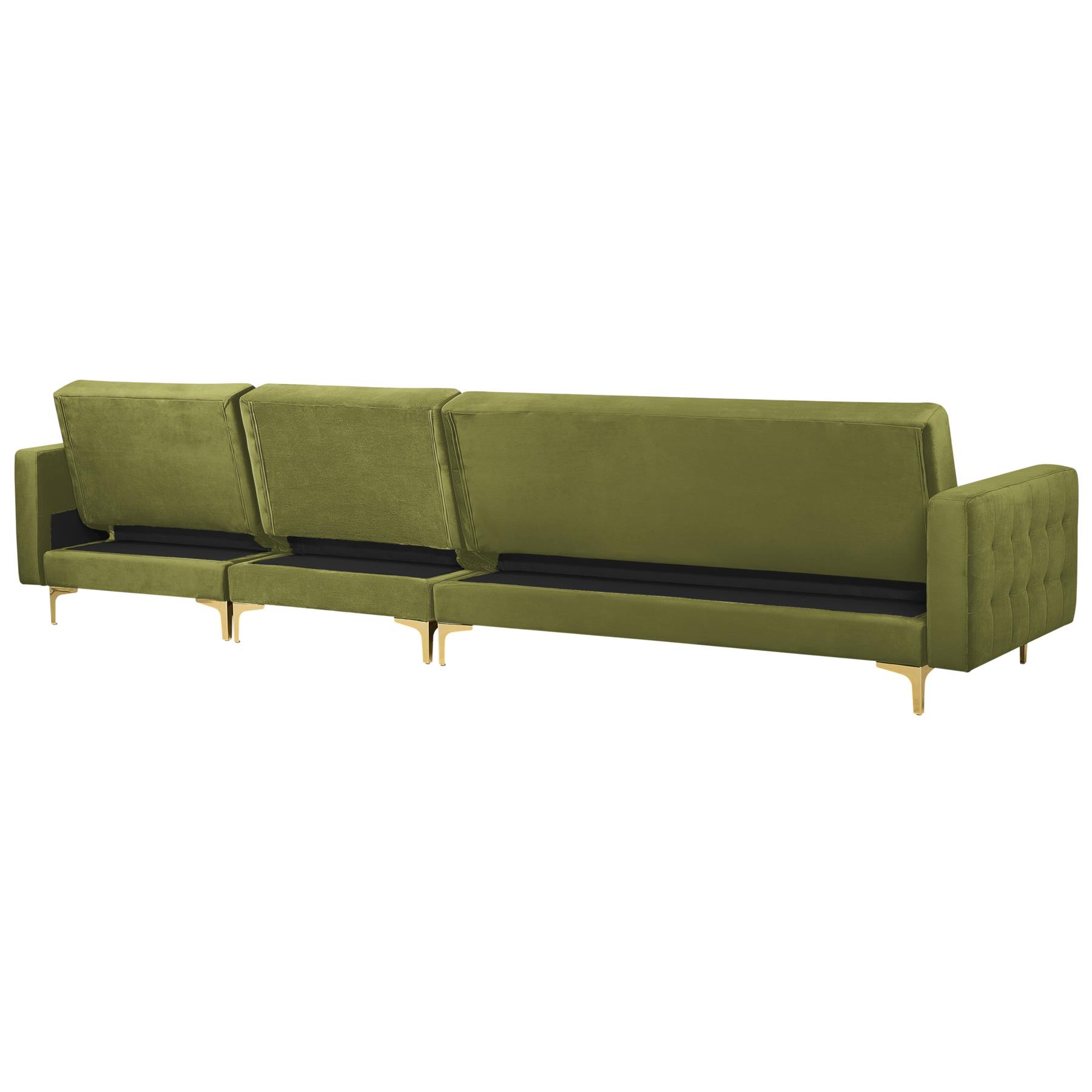 Beliani-ABERDEEN-Hoekslaapbank-Groen-Linkerzijde-347 cm-Fluweel