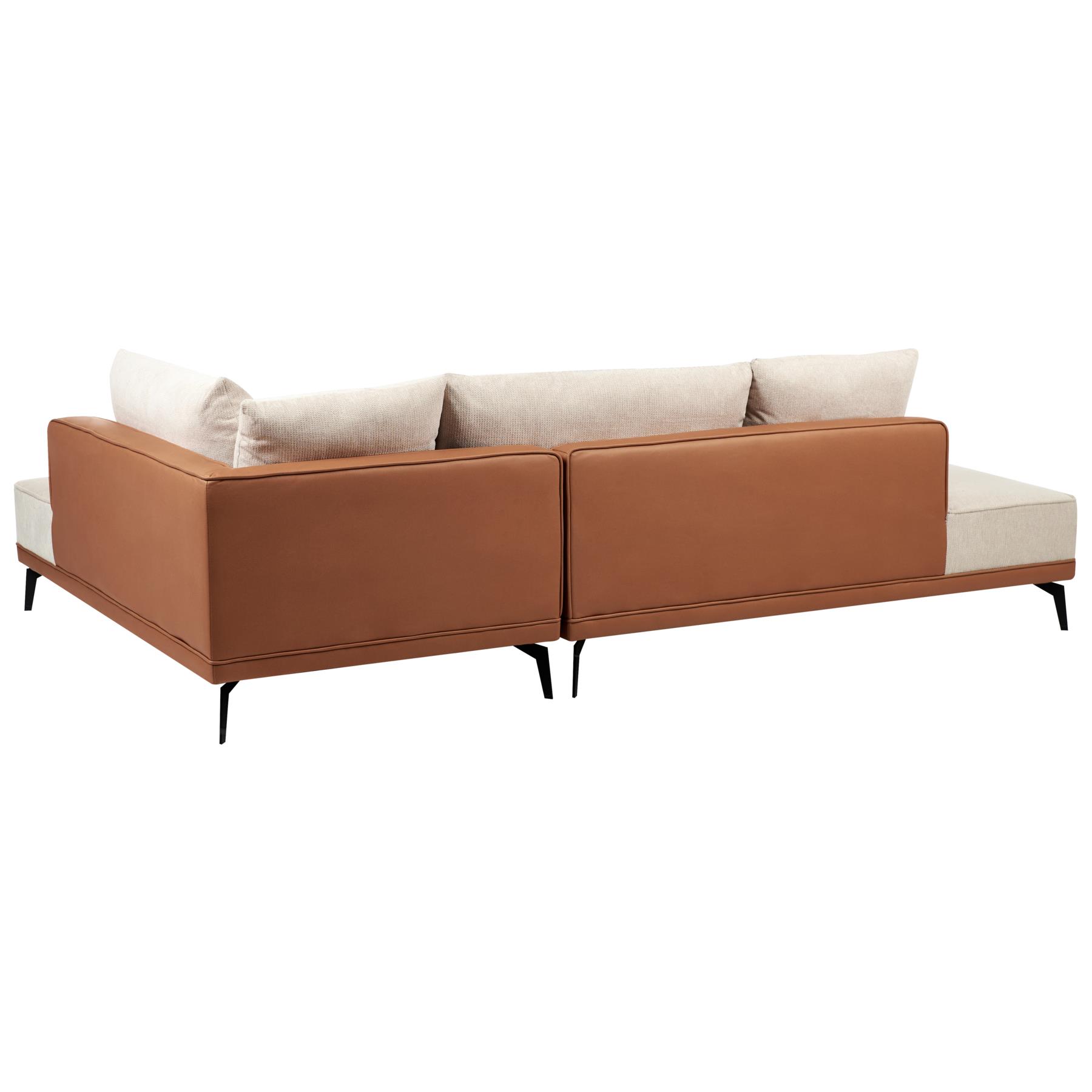 Beliani-MYKEN-Hoekbank-Beige|Bruin-Linkszijdig-Polyester|Kunstleer