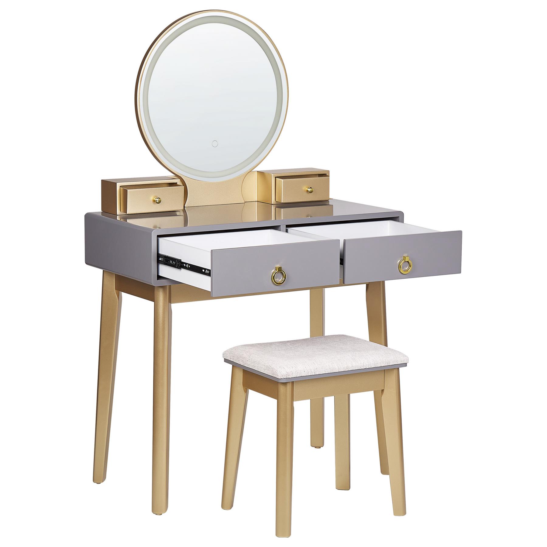 Beliani - FEDRY - Kaptafel - Grijs|Goud - MDF