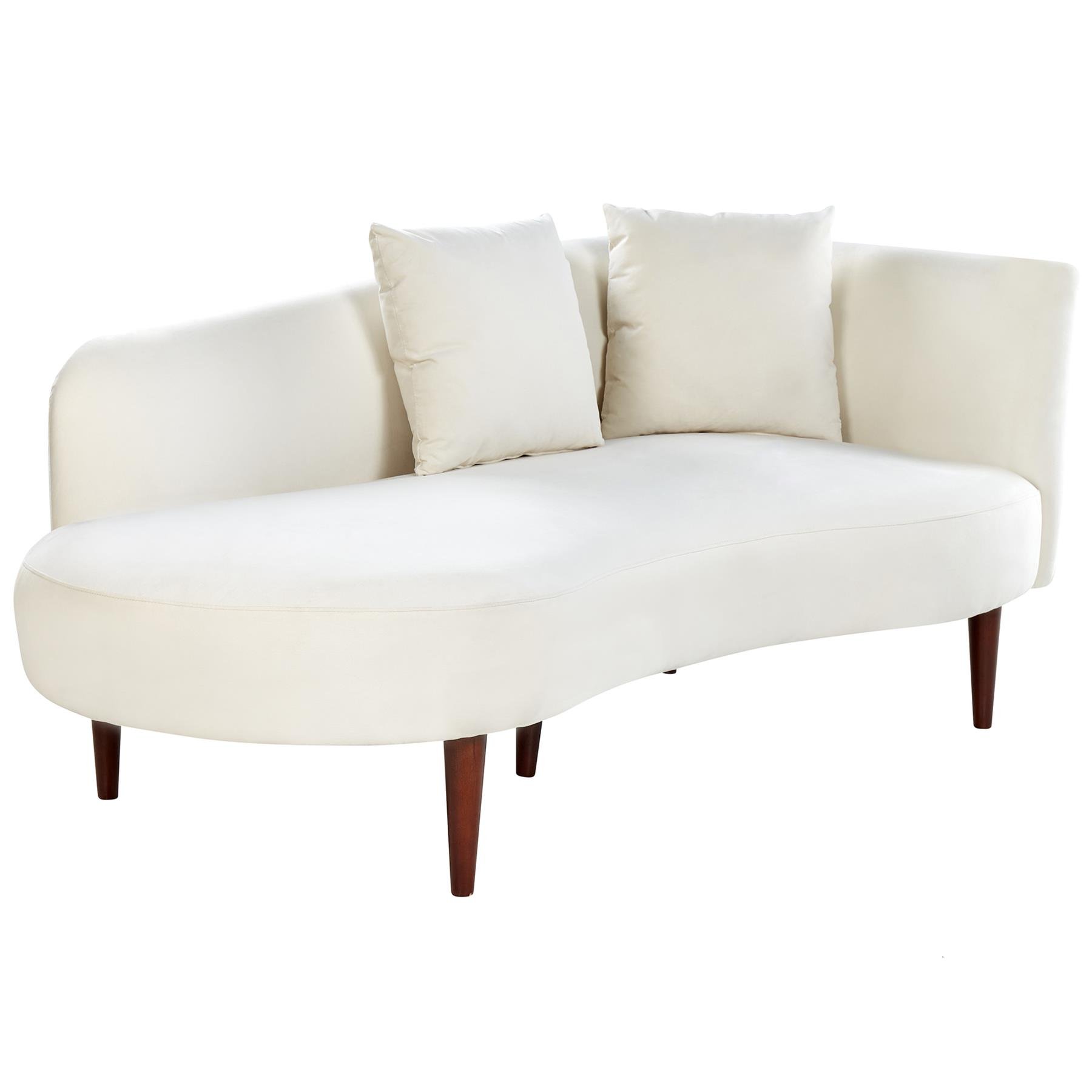 Beliani - CHAUMONT - Chaise longue - Crème - Rechterzijde - Fluweel