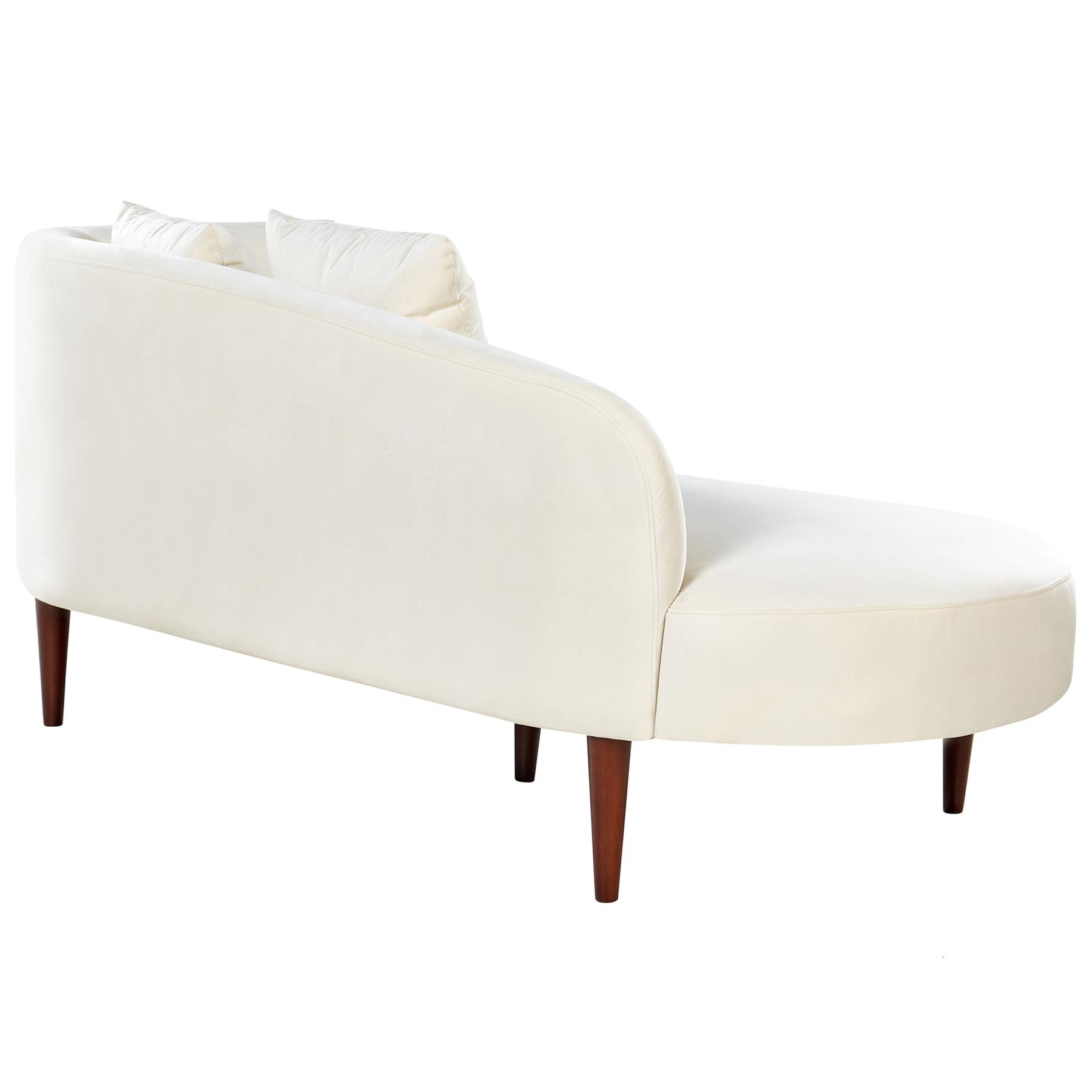 Beliani - CHAUMONT - Chaise longue - Crème - Rechterzijde - Fluweel