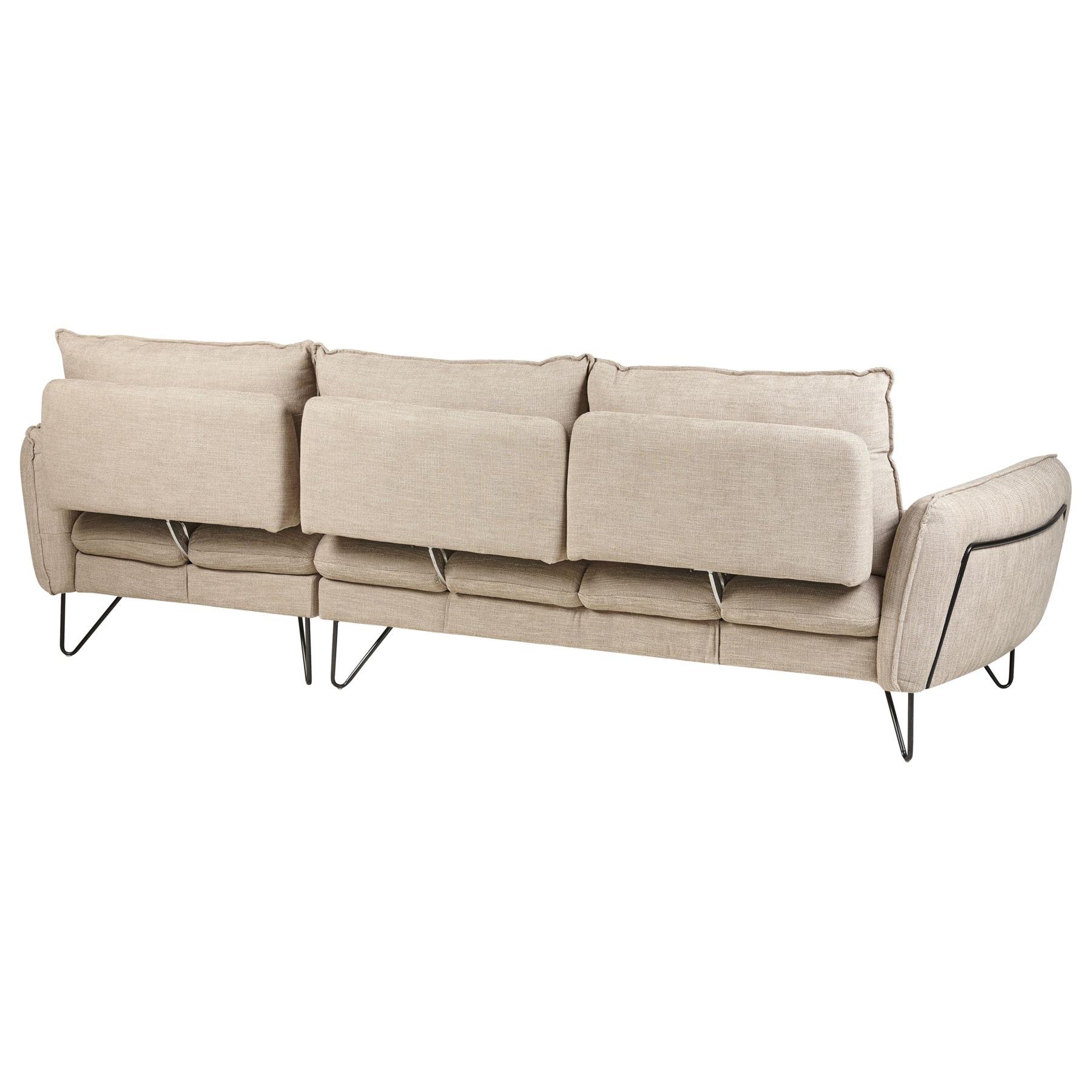 Beliani - SERSAN - Hoekbank - Beige - Rechtszijdig - Chenille