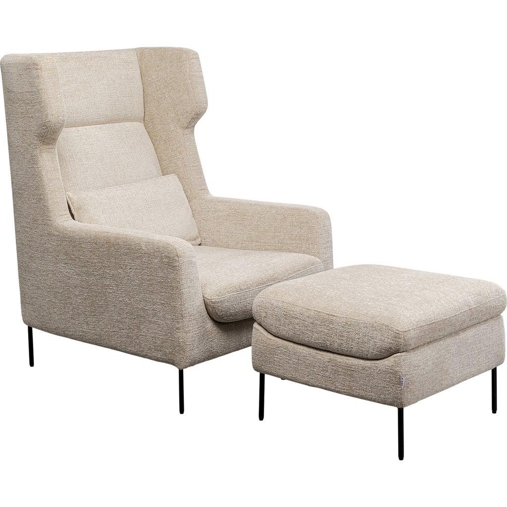 Kare Fauteuil + Hocker Quinn High Beige