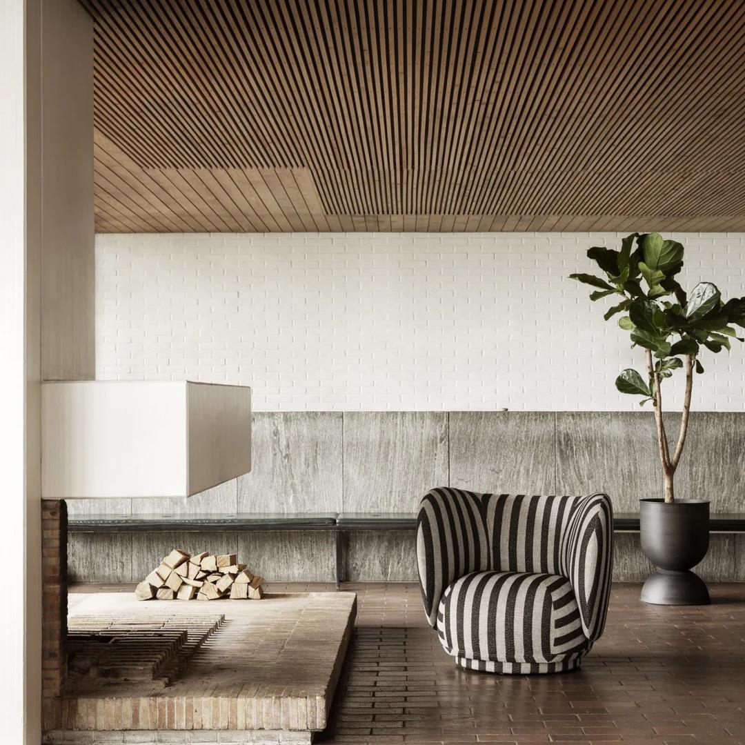 ferm LIVING Rico Wolblend Fauteuil Draaibaar - Zand / Zwart