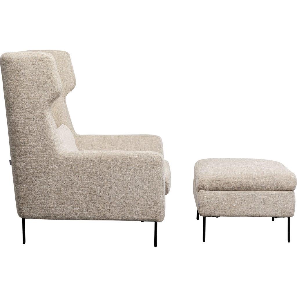 Kare Fauteuil + Hocker Quinn High Beige