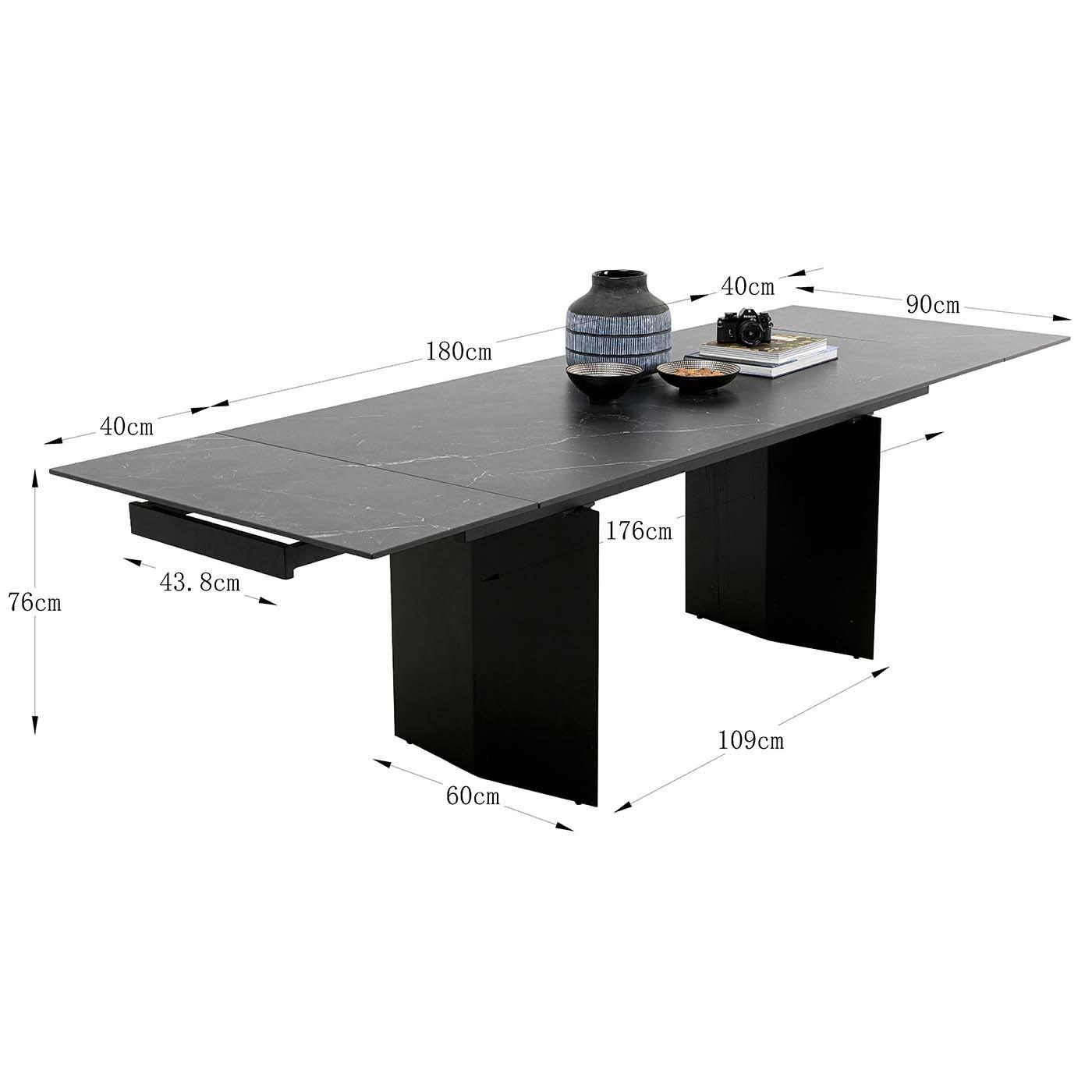 Kare Design Novel Uitschuifbare Eettafel 180x90cm zwart