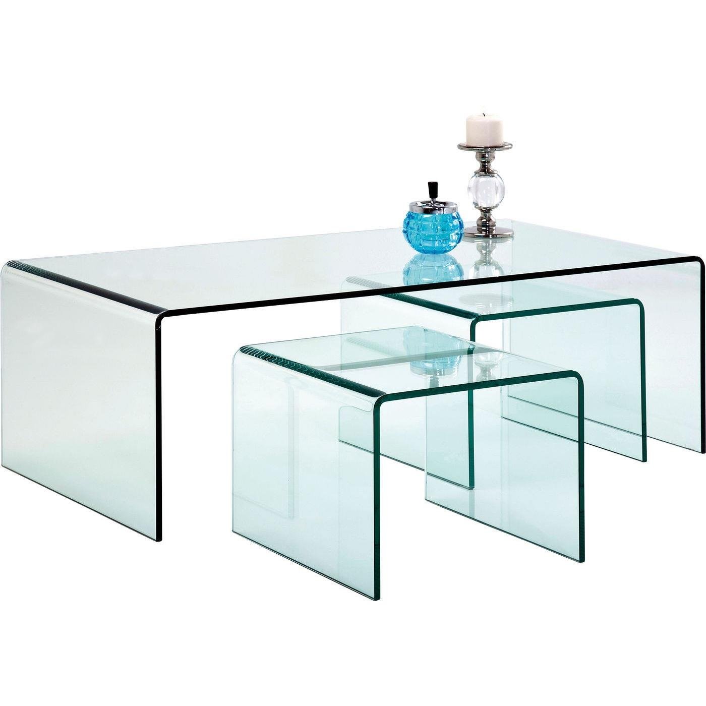 Clear Club Salontafel - Set Van 3 - Helder Glas