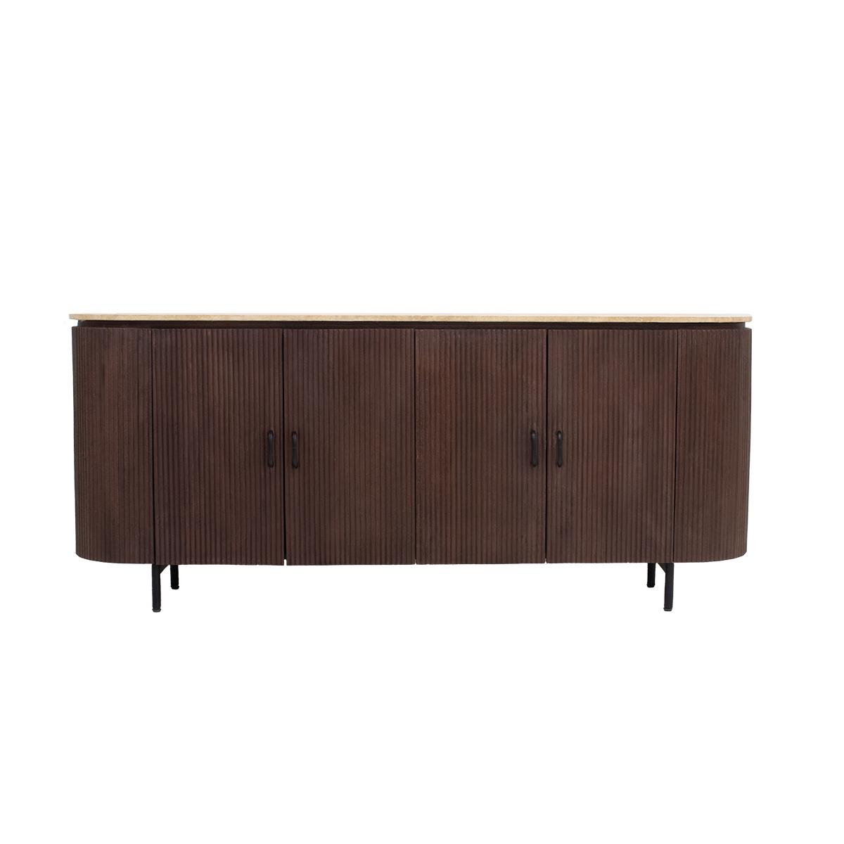Giga Meubel - Dressoir Bruin Travertin Mangohout - 200x40x85cm - Amber