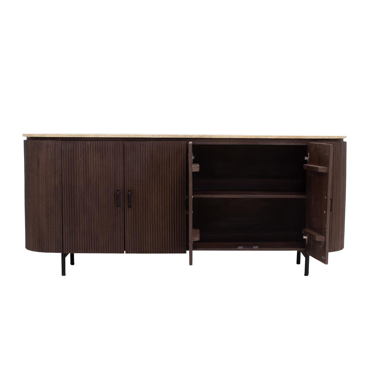 Giga Meubel - Dressoir Bruin Travertin Mangohout - 200x40x85cm - Amber