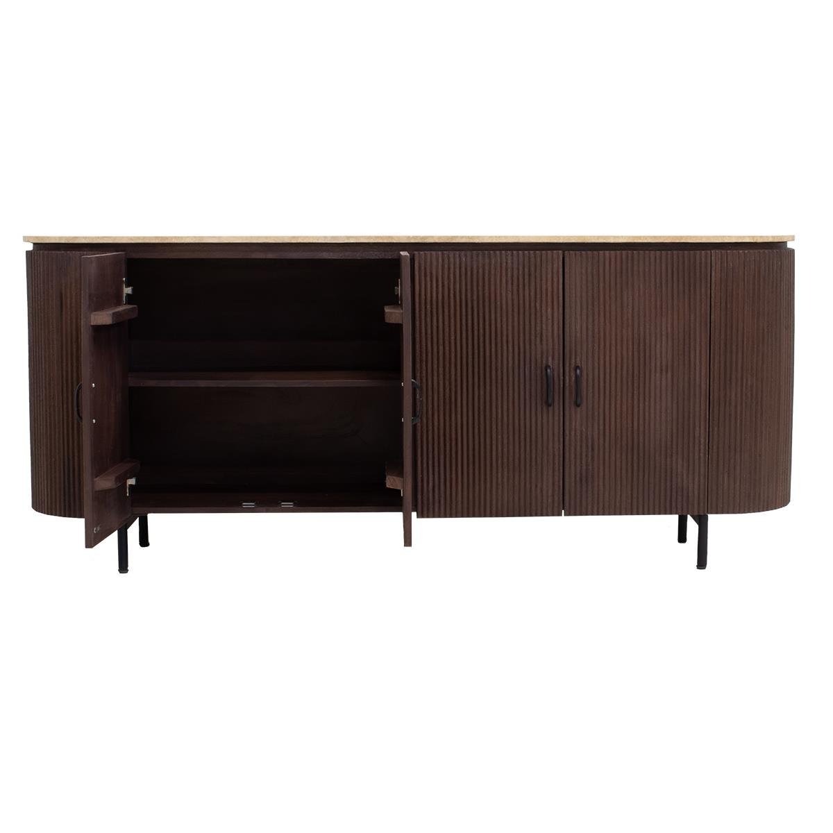 Giga Meubel - Dressoir Bruin Travertin Mangohout - 200x40x85cm - Amber