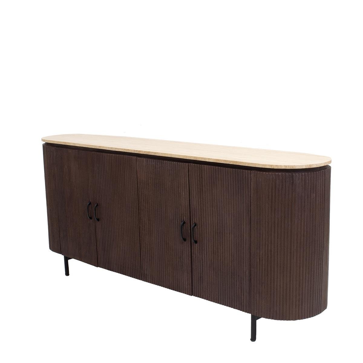 Giga Meubel - Dressoir Bruin Travertin Mangohout - 200x40x85cm - Amber