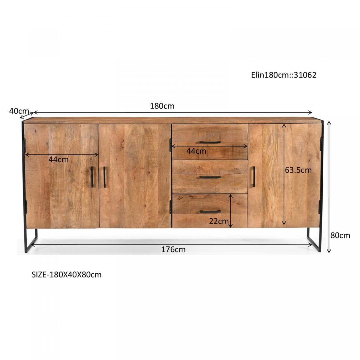 Livingfurn Elin dressoir 180 cm mangohout - naturel