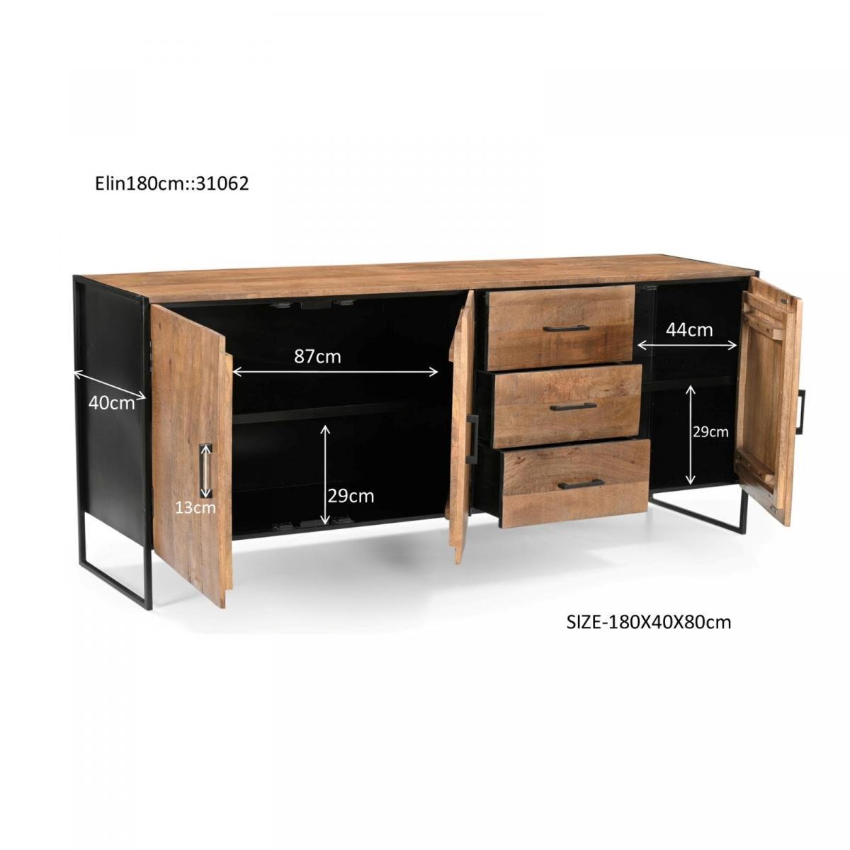Livingfurn Elin dressoir 180 cm mangohout - naturel