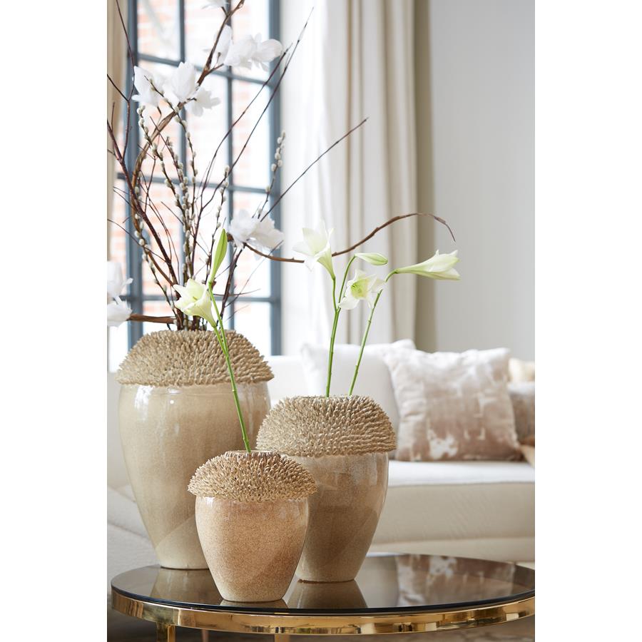 Light&living Vaas deco 33x32x47,5 cm SANGKU keramiek taupe