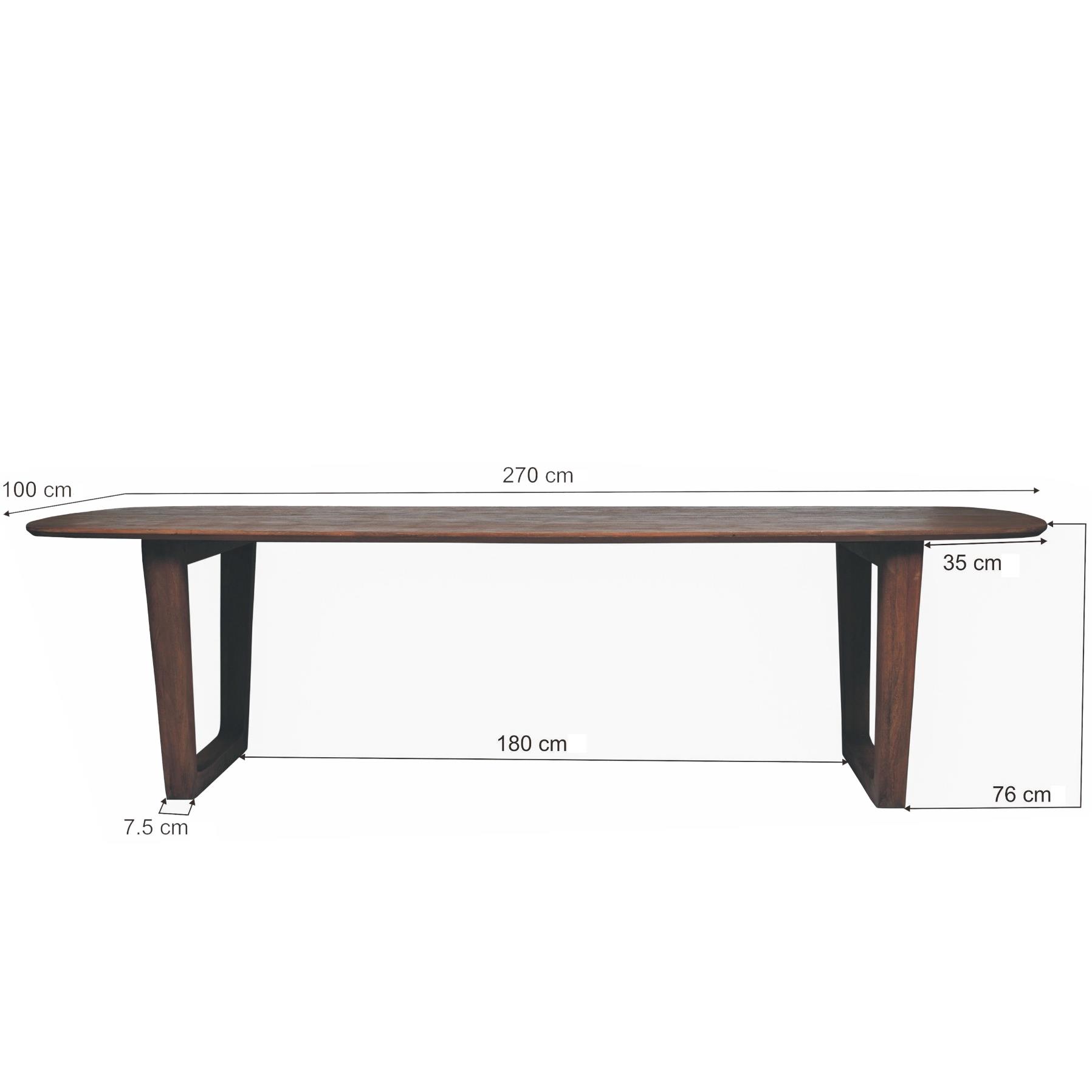 Livingfurn - Eetkamertafel Cortez - Bruin - Mangohout - 270 cm