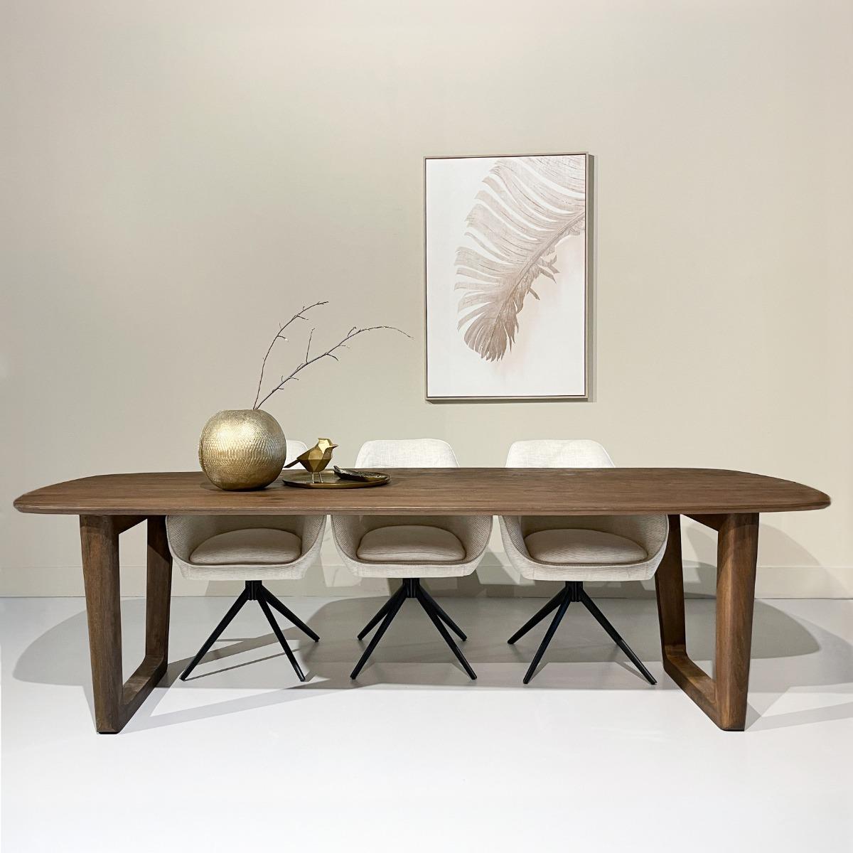 Livingfurn - Eetkamertafel Cortez - Bruin - Mangohout - 270 cm