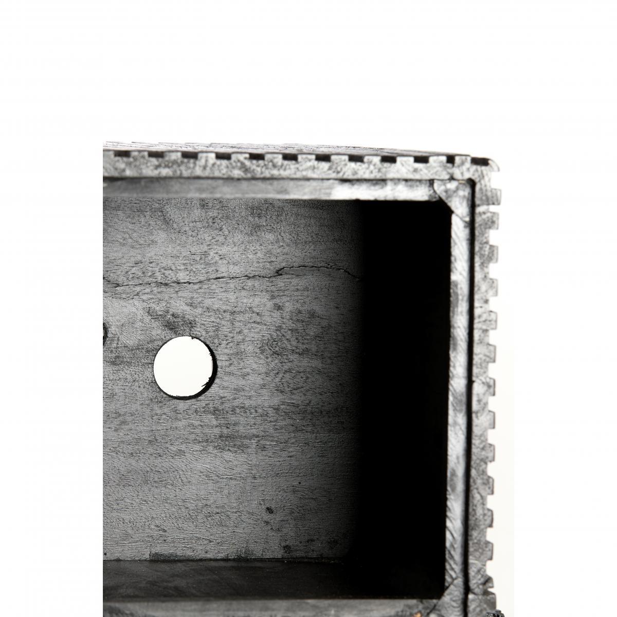 Light&living Zuil 35x35x80 cm GATURA hout mat zwart+glas smoke