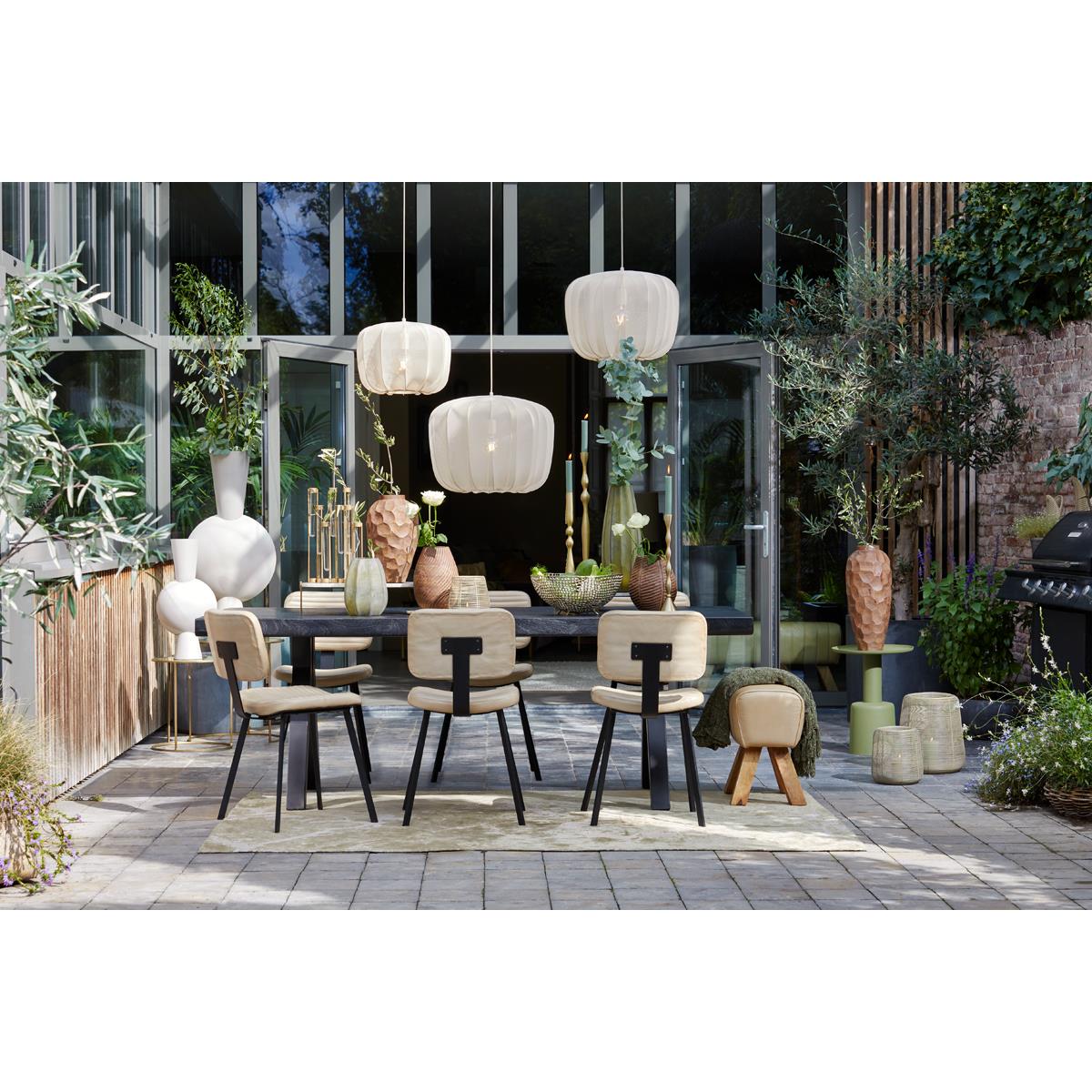 Light&living Kruk 40x31x46 cm RAMY leer zand+hout naturel