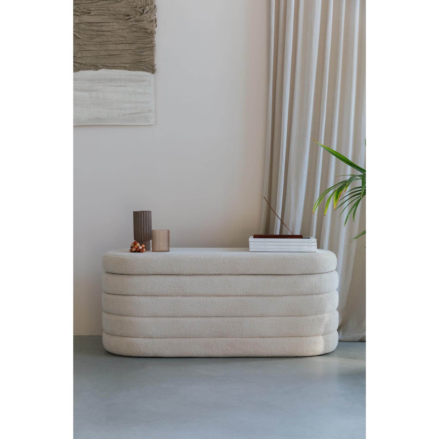 Housecraft Living Zuma bankje Bouclé Wit| Beige