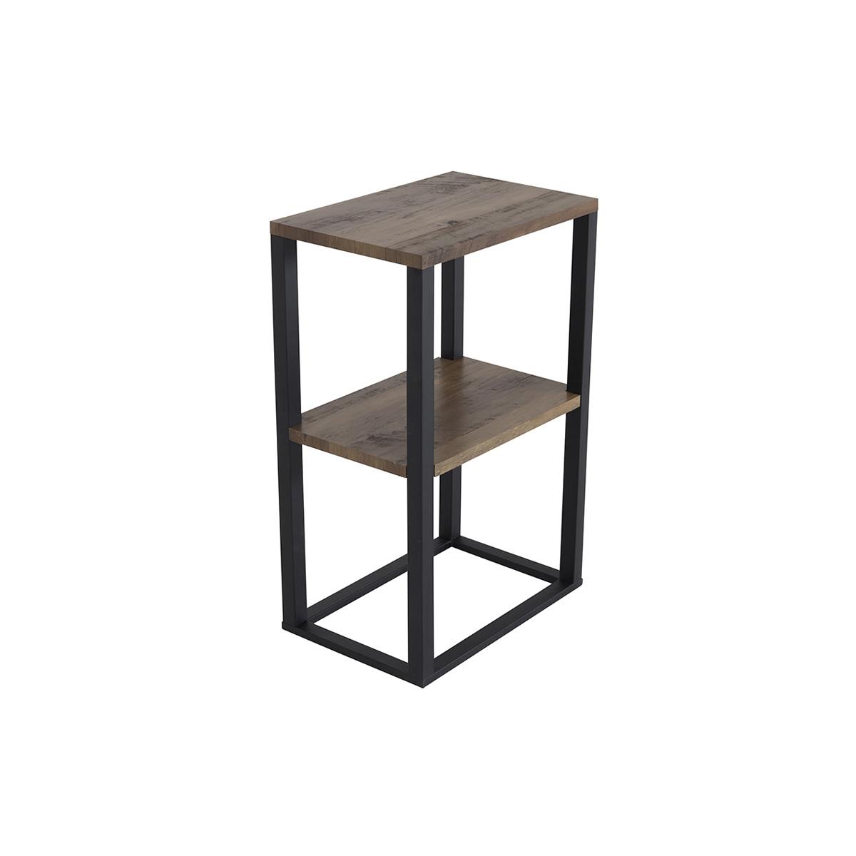 Fjôrd - Nachtkastje Zwart Teak-look - 55x30x70cm - Rise