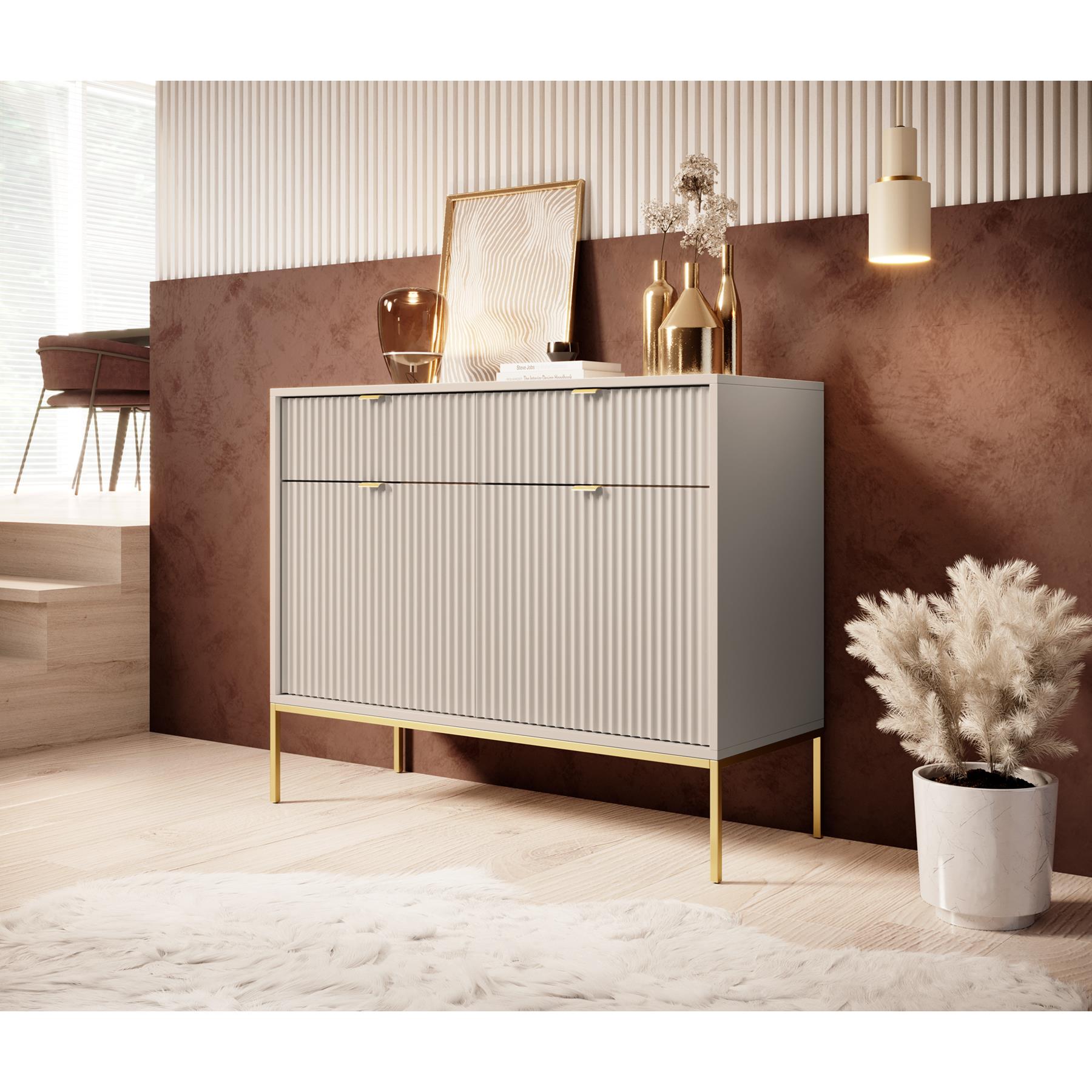 Meubella Dressoir Navil 2 - Beige - 104 cm