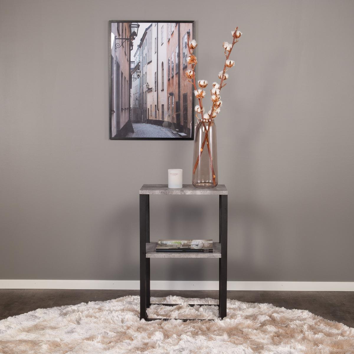 Fjôrd - Nachtkastje Zwart Betonlook - 55x30x70cm - Rise