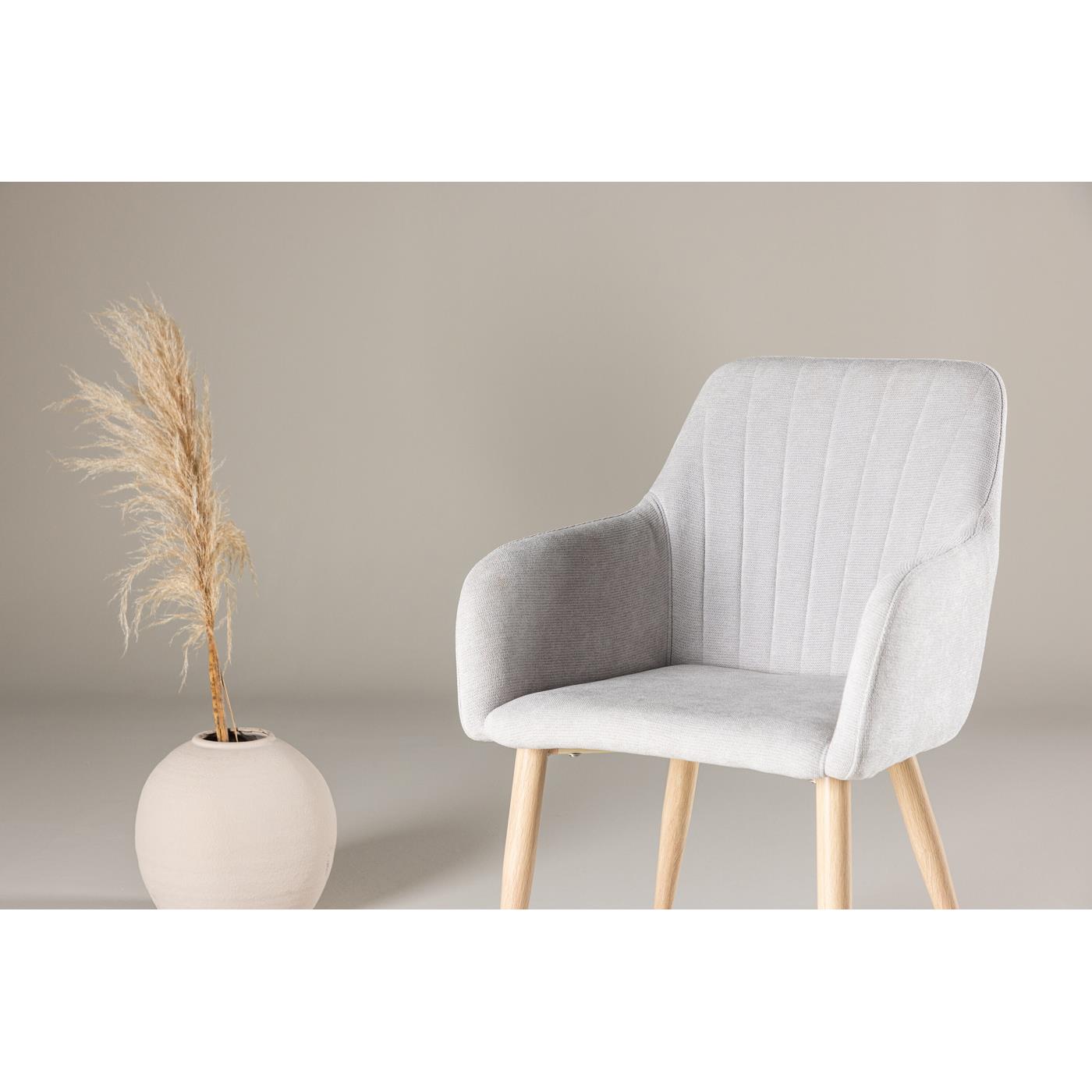 Fjôrd - Eetkamerstoel Lichtgrijs|Eiken - Comfort - Set van 2