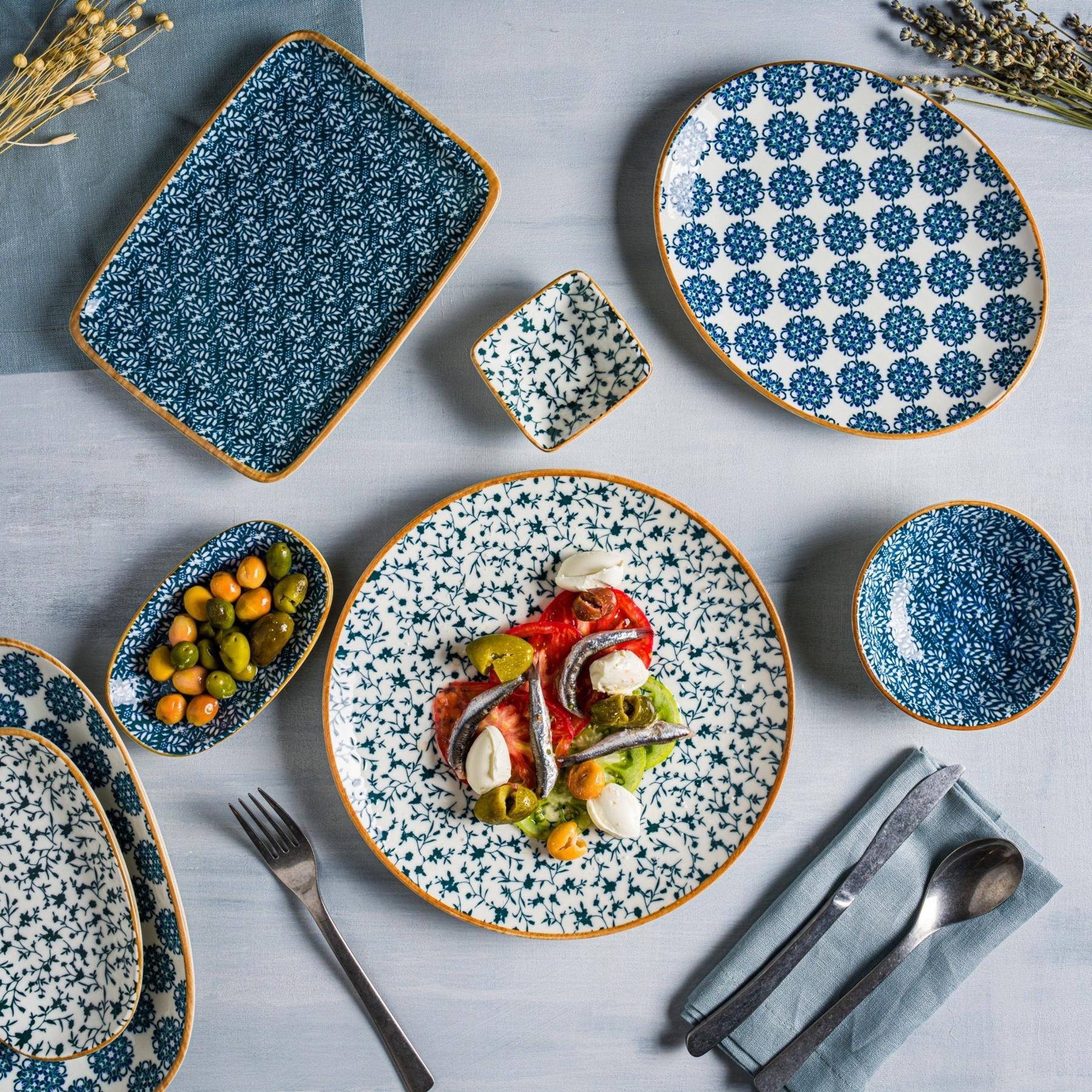 Bonna Diep bord - Lupin - Porselein - 25 cm (1300cc) - set van 6