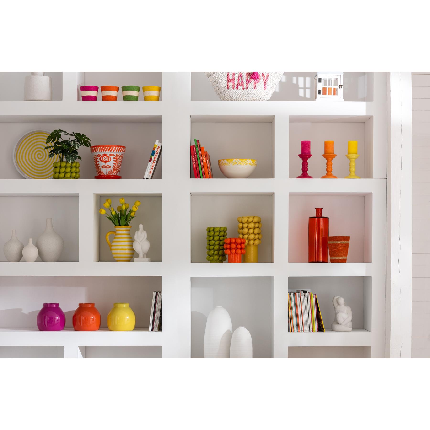 J-Line Bowl Granada High Ceramic White|Yellow Medium