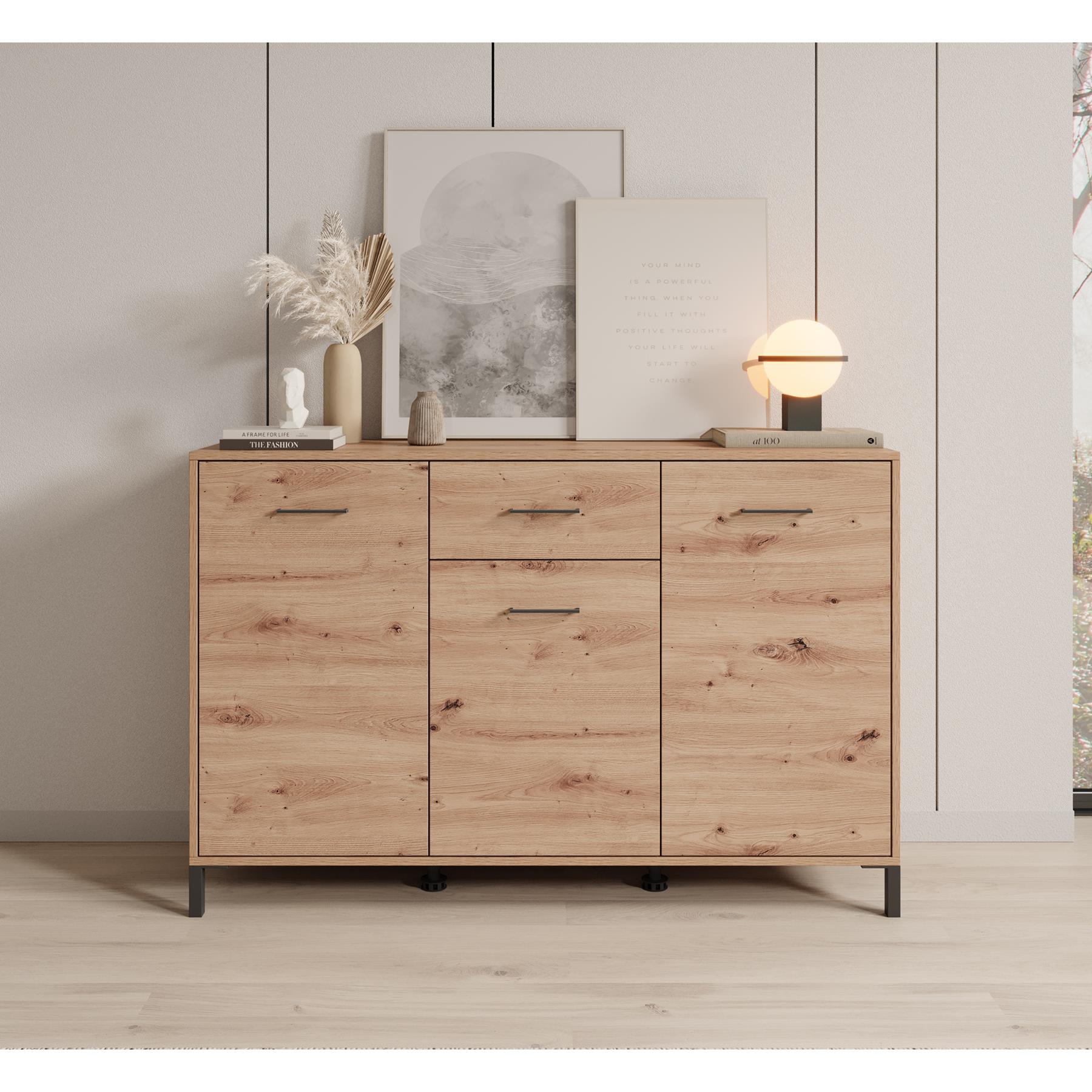 Meubella Dressoir Vidor - Eiken - 138 cm - 1 lade