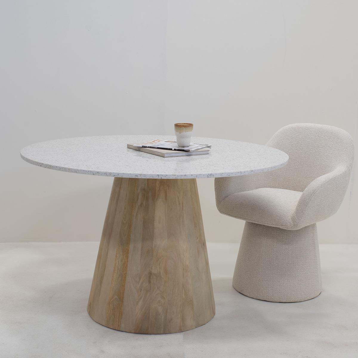 DÉJA Living - Eettafel Terrazzo|Hout - Naturel - 120x120x76cm - Sara