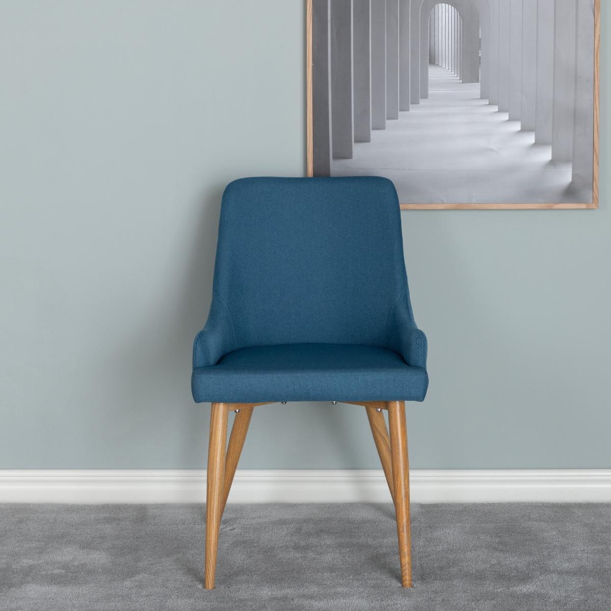 Fjôrd - Eetkamerstoel Blauw|Eikenlook - Plaza - Set van 2