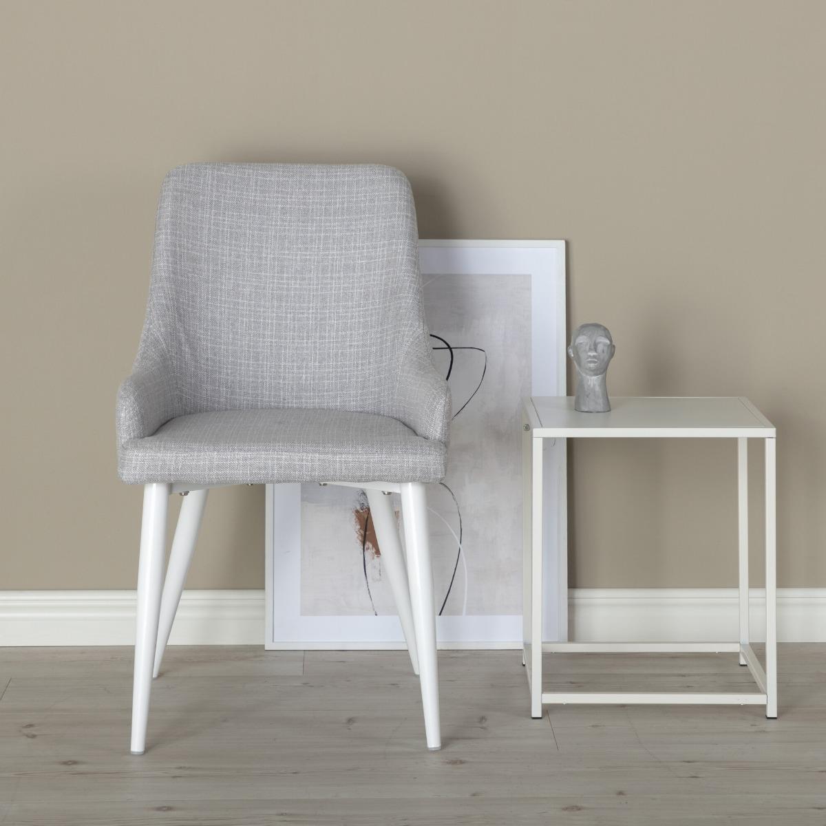 Fjôrd - Eetkamerstoel Lichtgrijs|Wit - Stof - Plaza - Set van 2